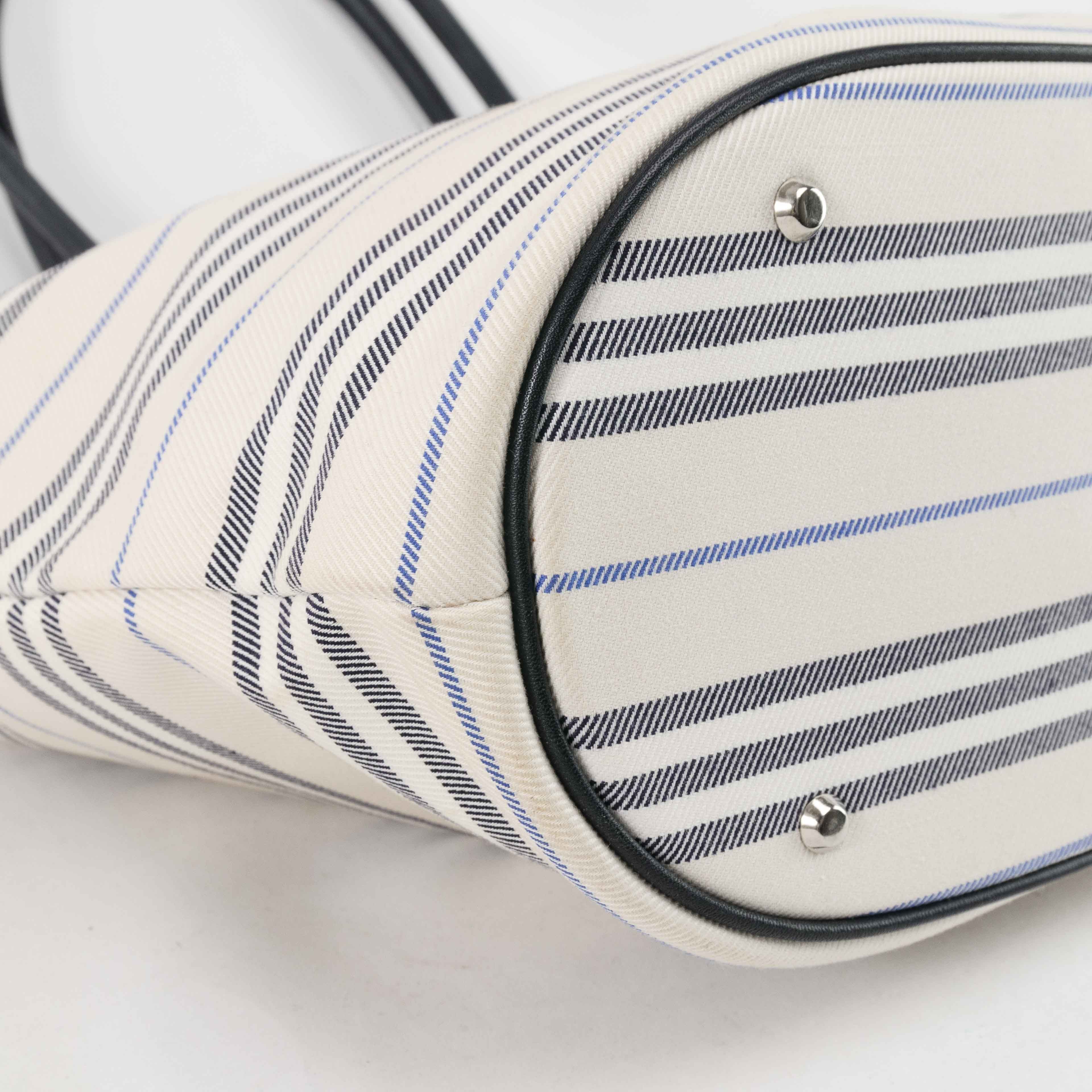 Burberry Burberry Striped Canvas Leather Tote Bag Size ONE SIZE - 7 Thumbnail
