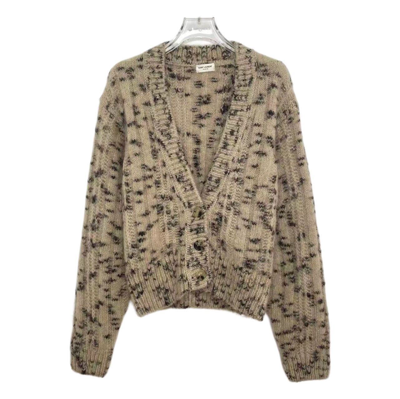 Saint Laurent Paris Saint Laurent Brown V-neck Mohair Knit Sweater K26WX Size M / US 6-8 / IT 42-44 - 1 Thumbnail