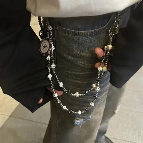 Japanese Brand Retro Bilayer Black White lucky Dice Baccarat Pearl Chain Size ONE SIZE - 1 Thumbnail