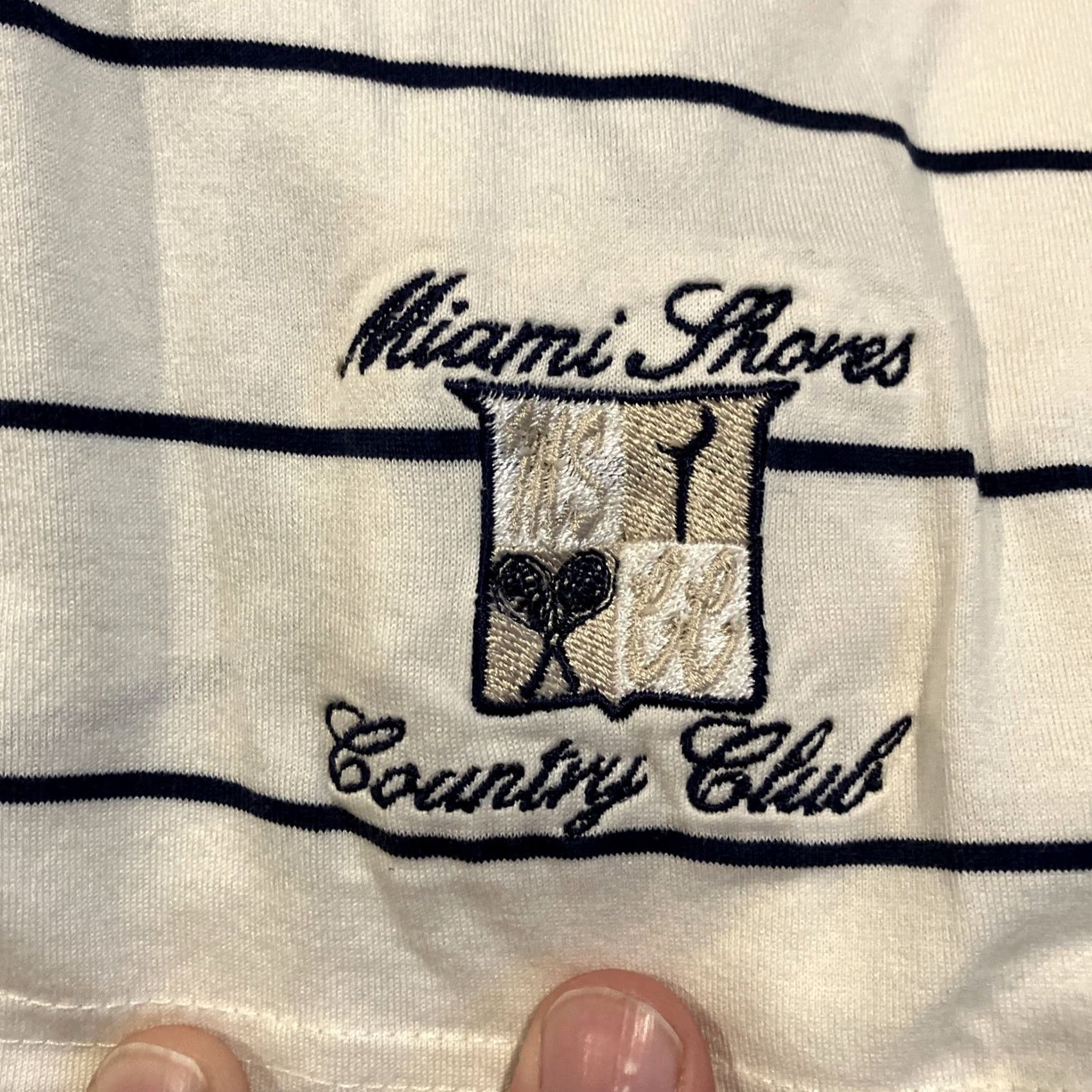 Vintage VINTAGE Miami Shores Country Club White Striped Golf Polo Shirt Men's XL Size US XL / EU 56 / 4 - 2 Thumbnail