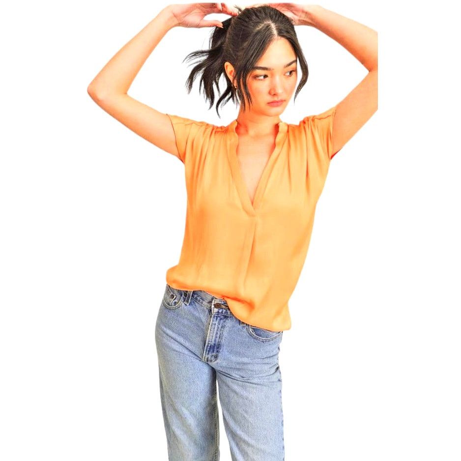 Other RESET Orange Short Sleeve V-Neck Lightweight Slip On Blouse Size S / US 4 / IT 40 - 1 Thumbnail