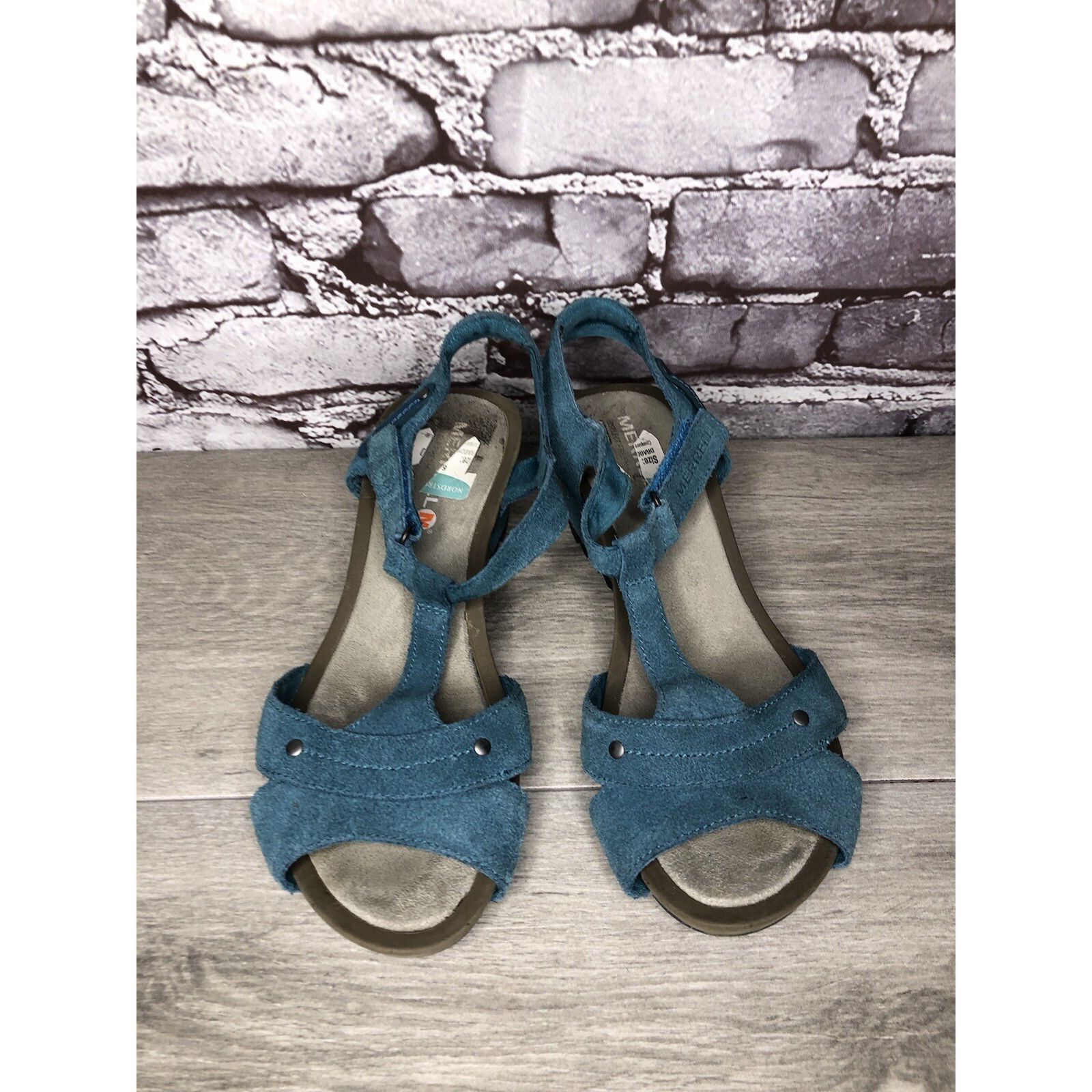 Merrell Merrell Revalli Dragonfly Blue Teal Leather Strappy Wedge Sa Size US 7 / IT 37 - 15 Thumbnail