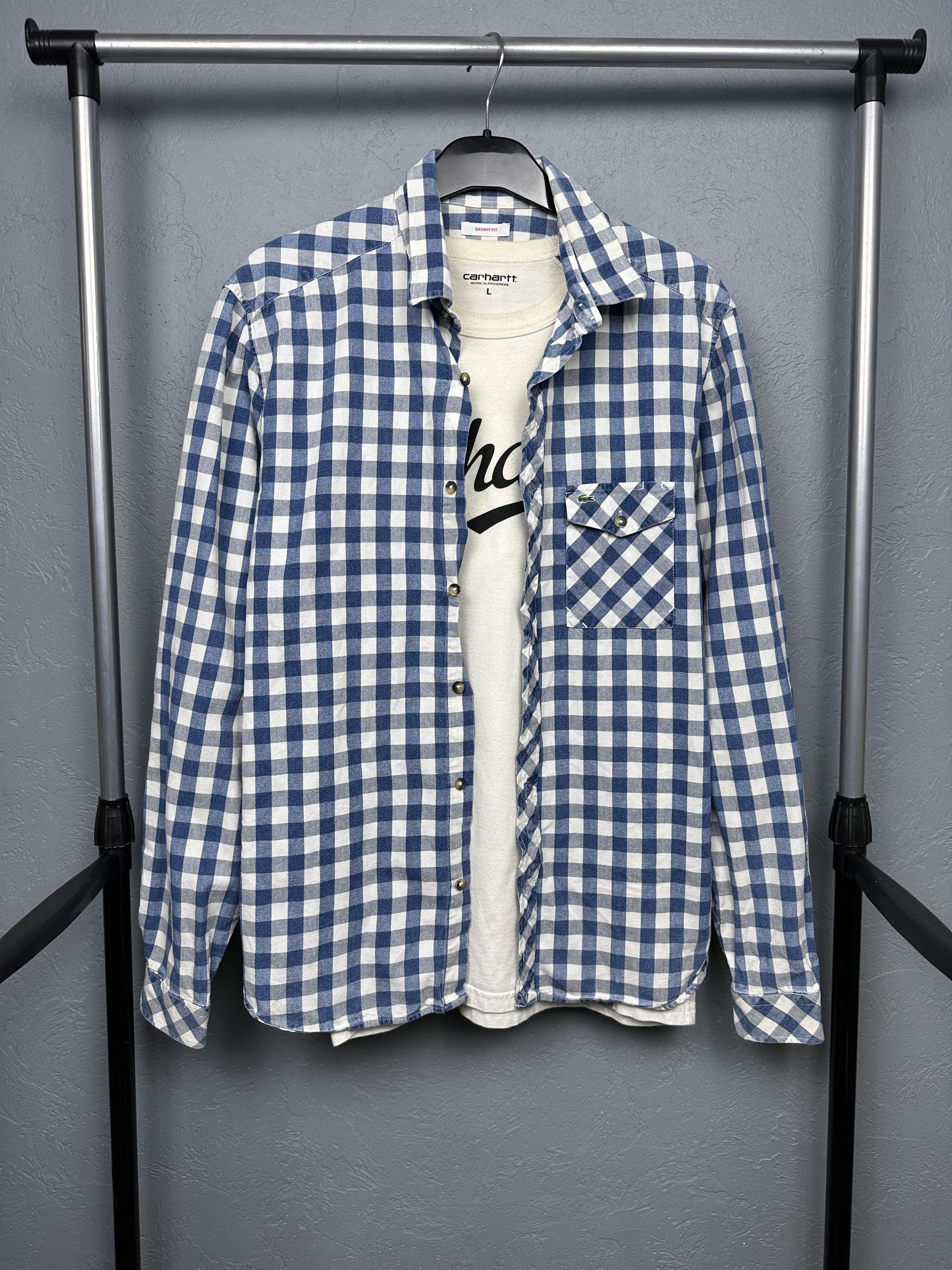 Lacoste Lacoste Live Mens Long Sleeve Plaid Shirt Size US L / EU 52-54 / 3 - 1 Thumbnail
