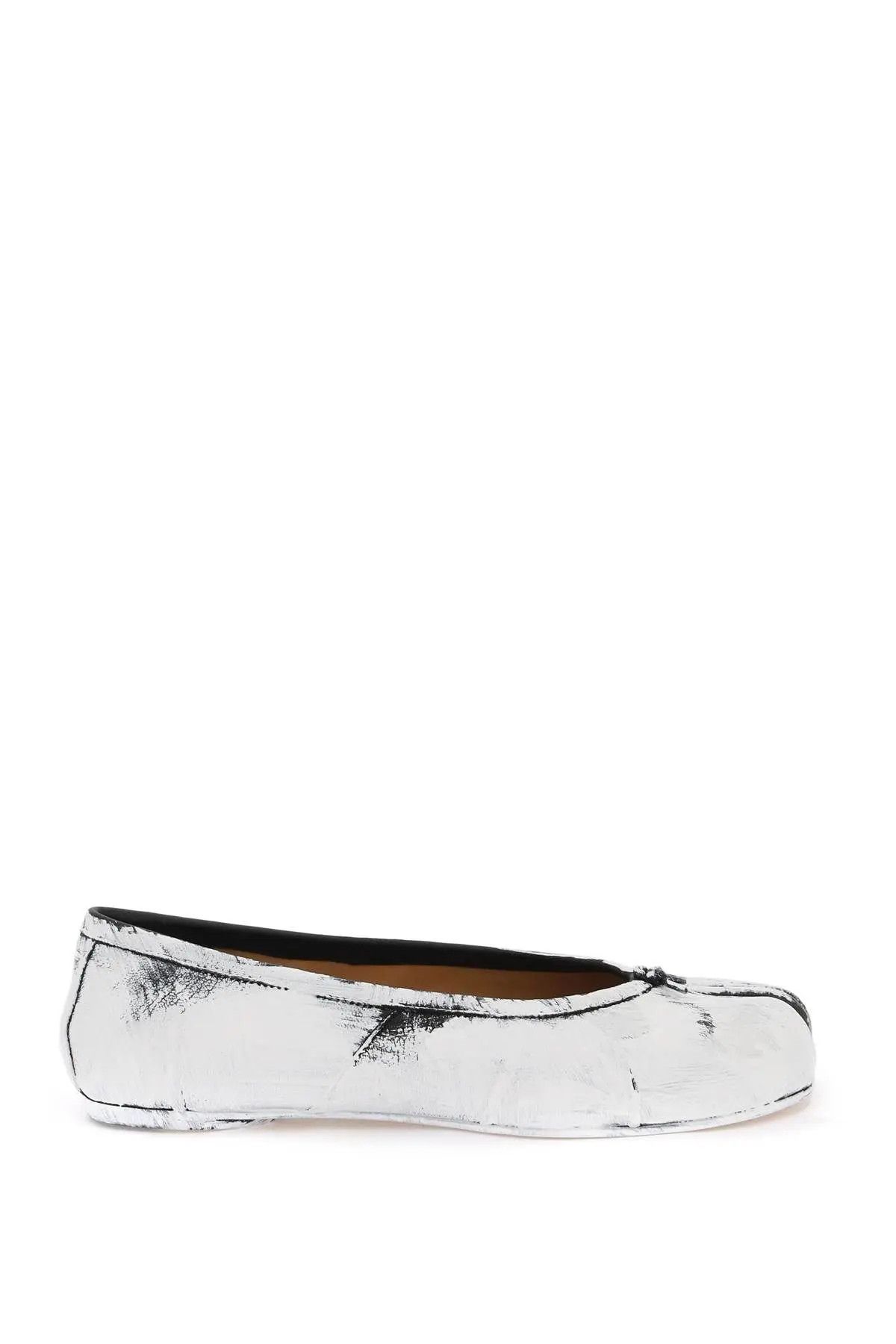image of Maison Margiela O1S22I1N1223 Tabi New Ballet Flats In White Black, Women's (Size 9)