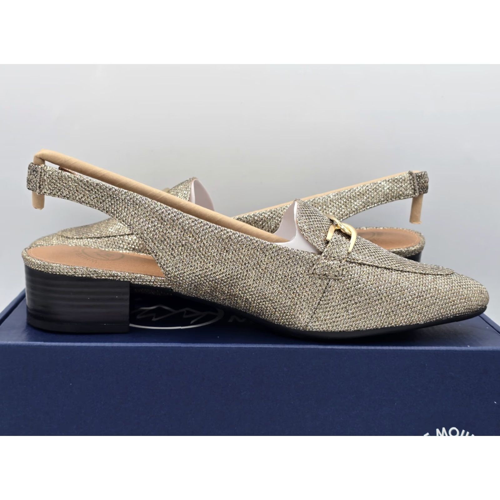 Vintage White Mountain Slingback Heels Women’s Gold Glitter Sz 10 M NIB - 90s? Size US 10 / IT 40 - 5 Thumbnail