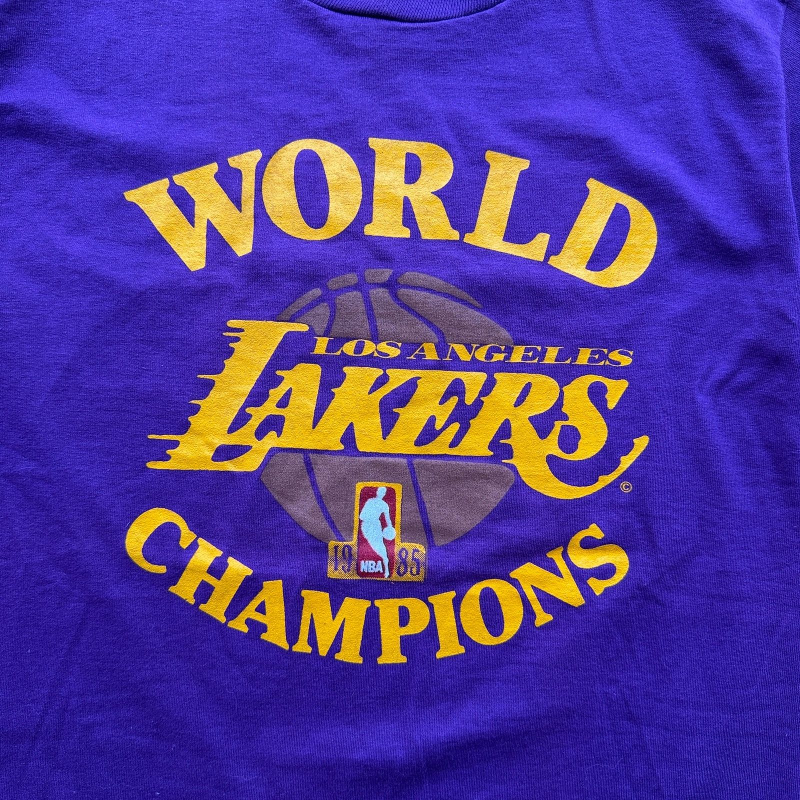 Jerzees Vintage 1985 Lakers World Champions Single Stitch Tee Medium Size US M / EU 48-50 / 2 - 3 Thumbnail