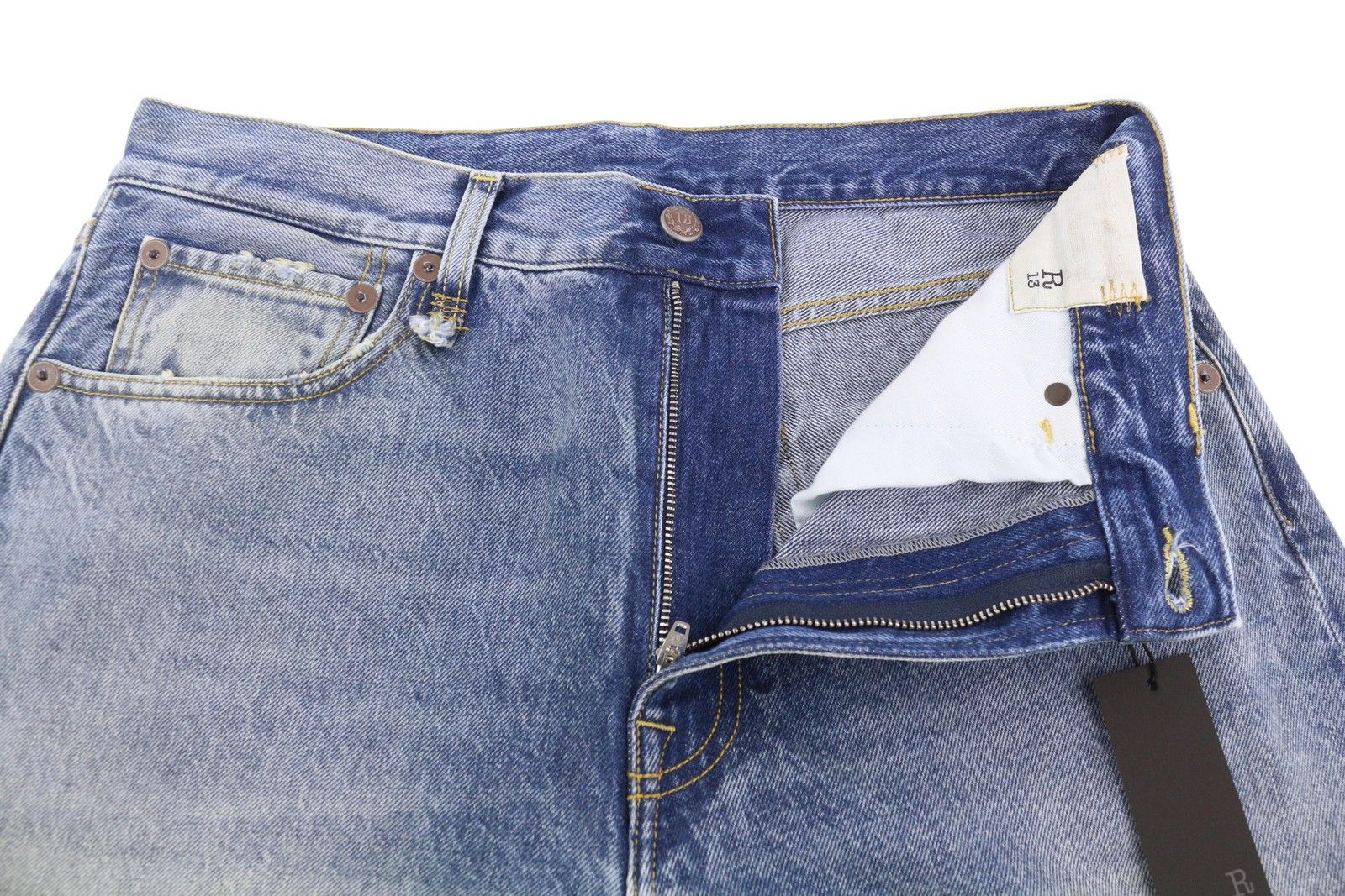 R13 CUFFED X-BF 28 Jasper Straight Faded Blue Zip PF25 86639 Size 28" / US 6 / IT 42 - 4 Thumbnail