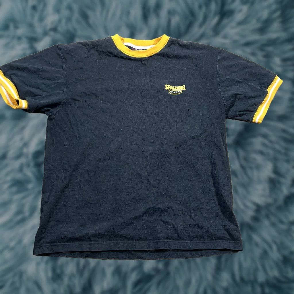 Spalding VINTAGE Spalding T-Shirt Short Sleeve Ribbed Casual Men Black Large L Mens Size US L / EU 52-54 / 3 - 1 Thumbnail