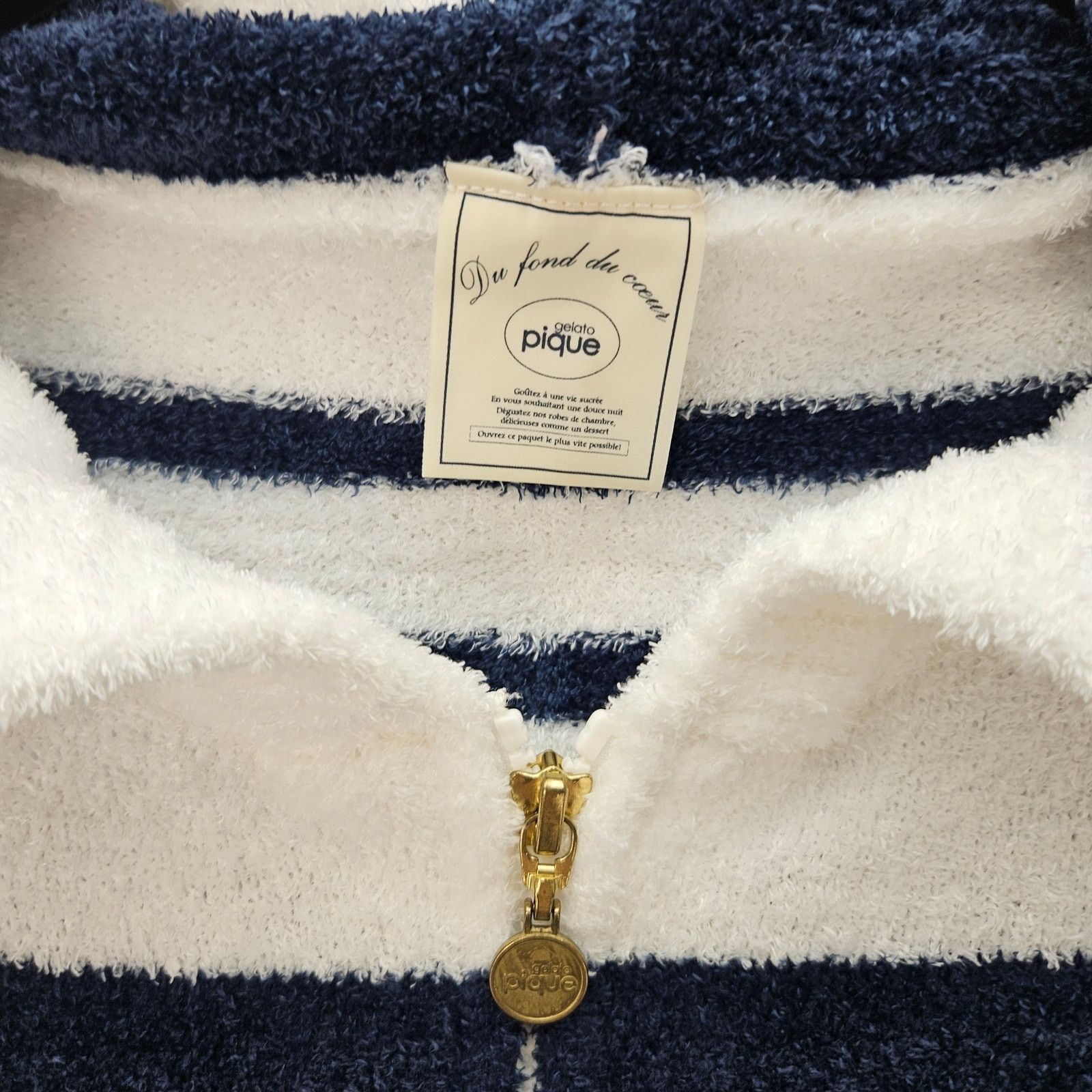 Other GELATO PIQUE WOMEN'S ONE SIZE FULL ZIP HOODIE NAVY WHITE Size ONE SIZE - 2 Thumbnail