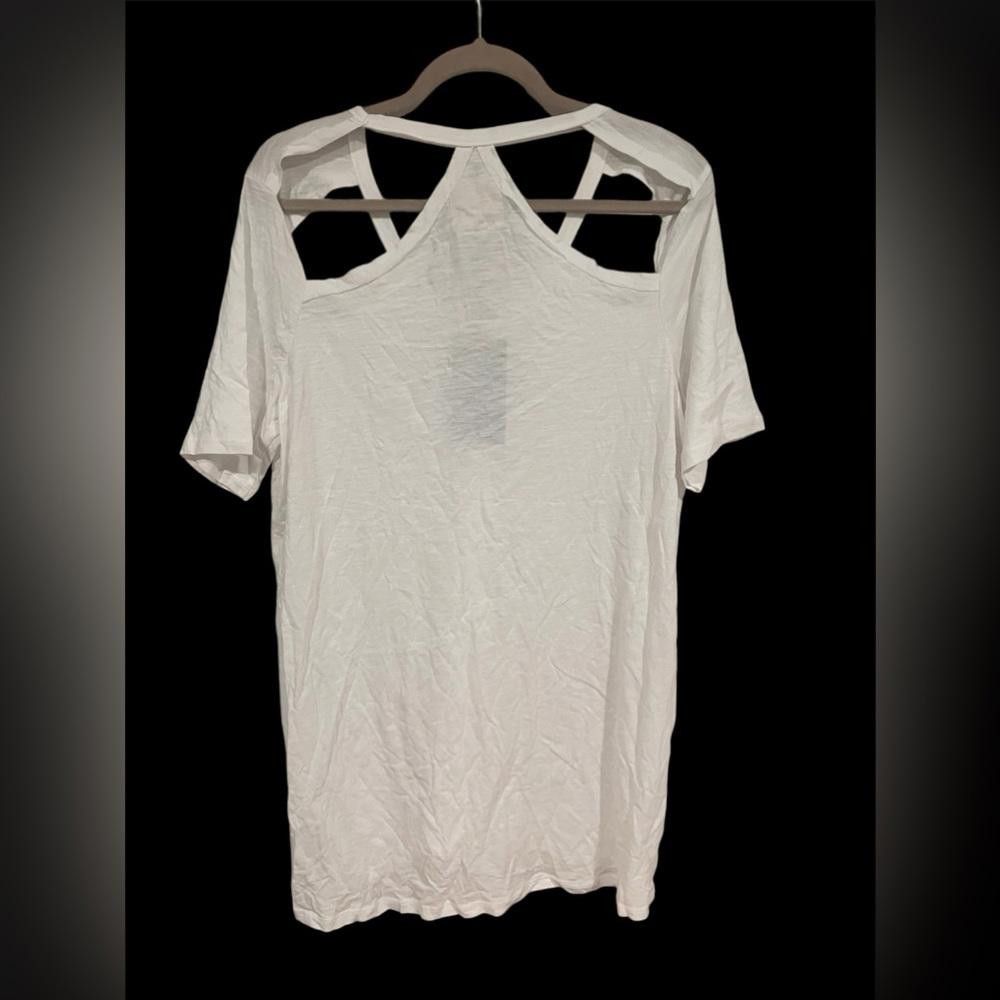 Chase Authentics NWT CHASER White Cold Shoulder Cut Out Slub T-Shirt Size L / US 10 / IT 46 - 2 Thumbnail