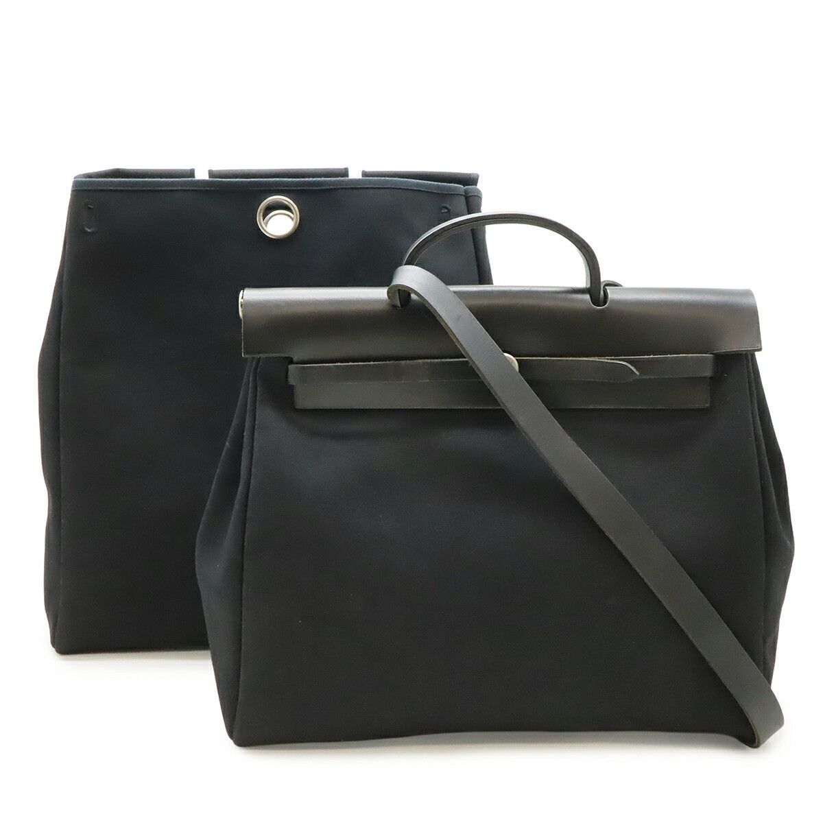Hermes Hermes Hermes Herbag MM Canvas Leather Handbag Leather Shoulder Bag C DUTY FREE for USA Size ONE SIZE - 1 Thumbnail