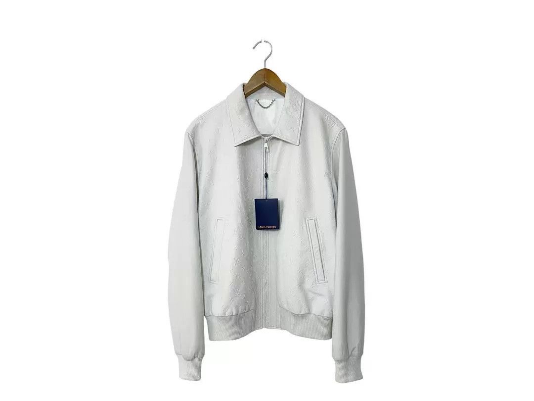 Louis Vuitton Louis Vuitton White Embossed Monogram Leather Jacket Size US S / EU 44-46 / 1 - 1 Thumbnail