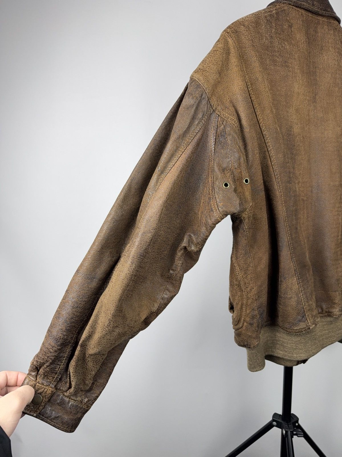 Vintage Vintage 90s Retro Leather Bomber Biker Moto Jacket Style Size US S / EU 44-46 / 1 - 16 Thumbnail