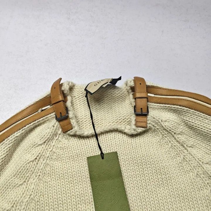 Gucci Gucci Gucci Men's Loose Knit Sweater with Leather Detail - Size US S / EU 44-46 / 1 - 9 Thumbnail
