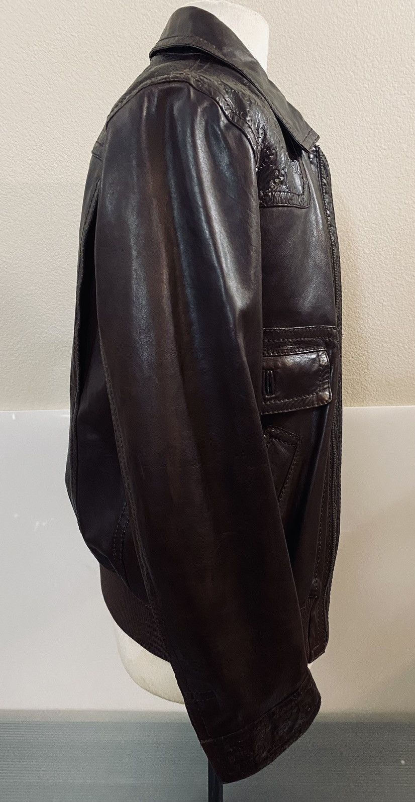 Gucci Gucci x Tom Ford 🇮🇹 Mocha Leather GG Allover Bomber Jacket 52 Size US L / EU 52-54 / 3 - 8 Thumbnail