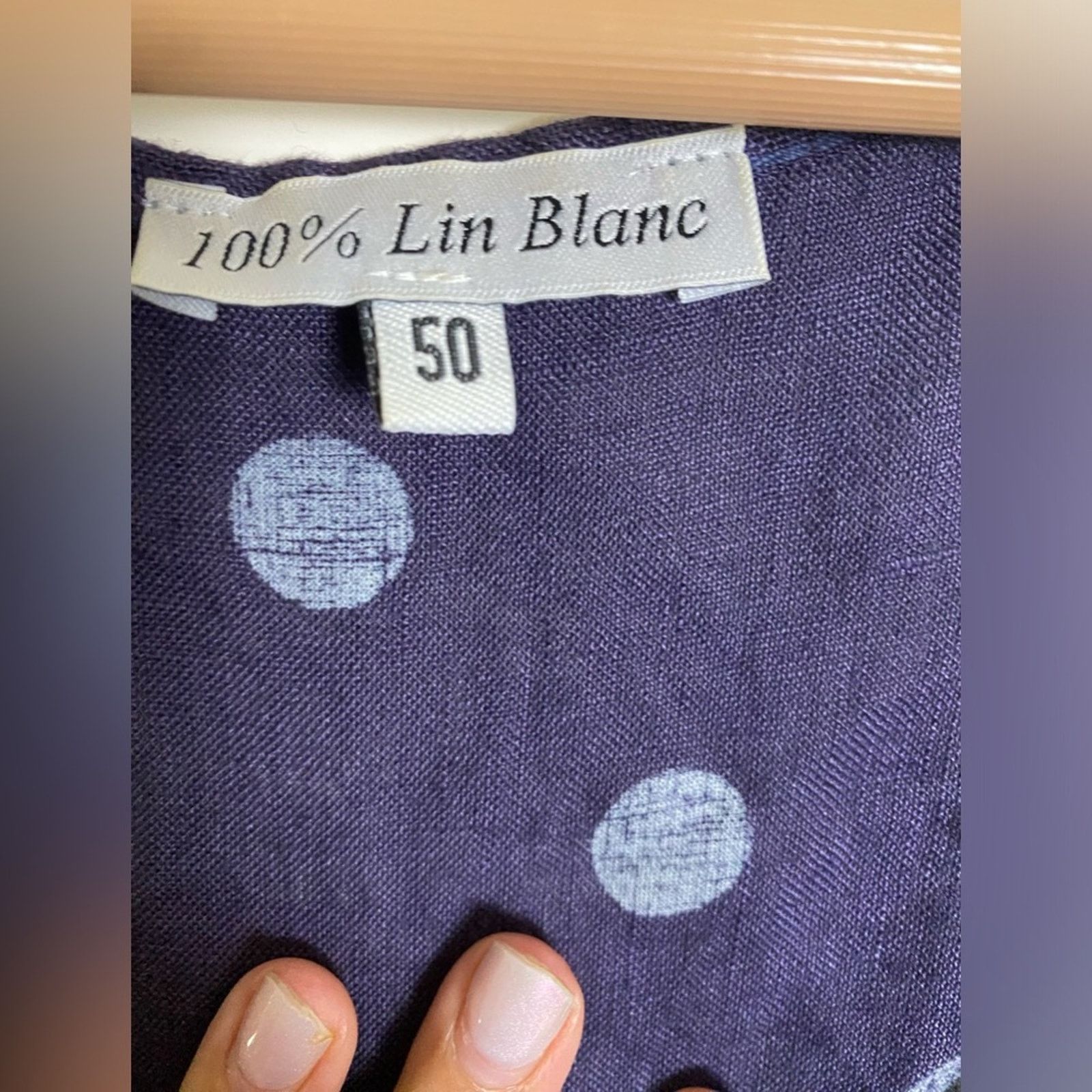 Other 100% Lin Blanc Tiered Polka Dot Linen Dress Blue 50 Size 3XL / US 20-22 - 4 Thumbnail