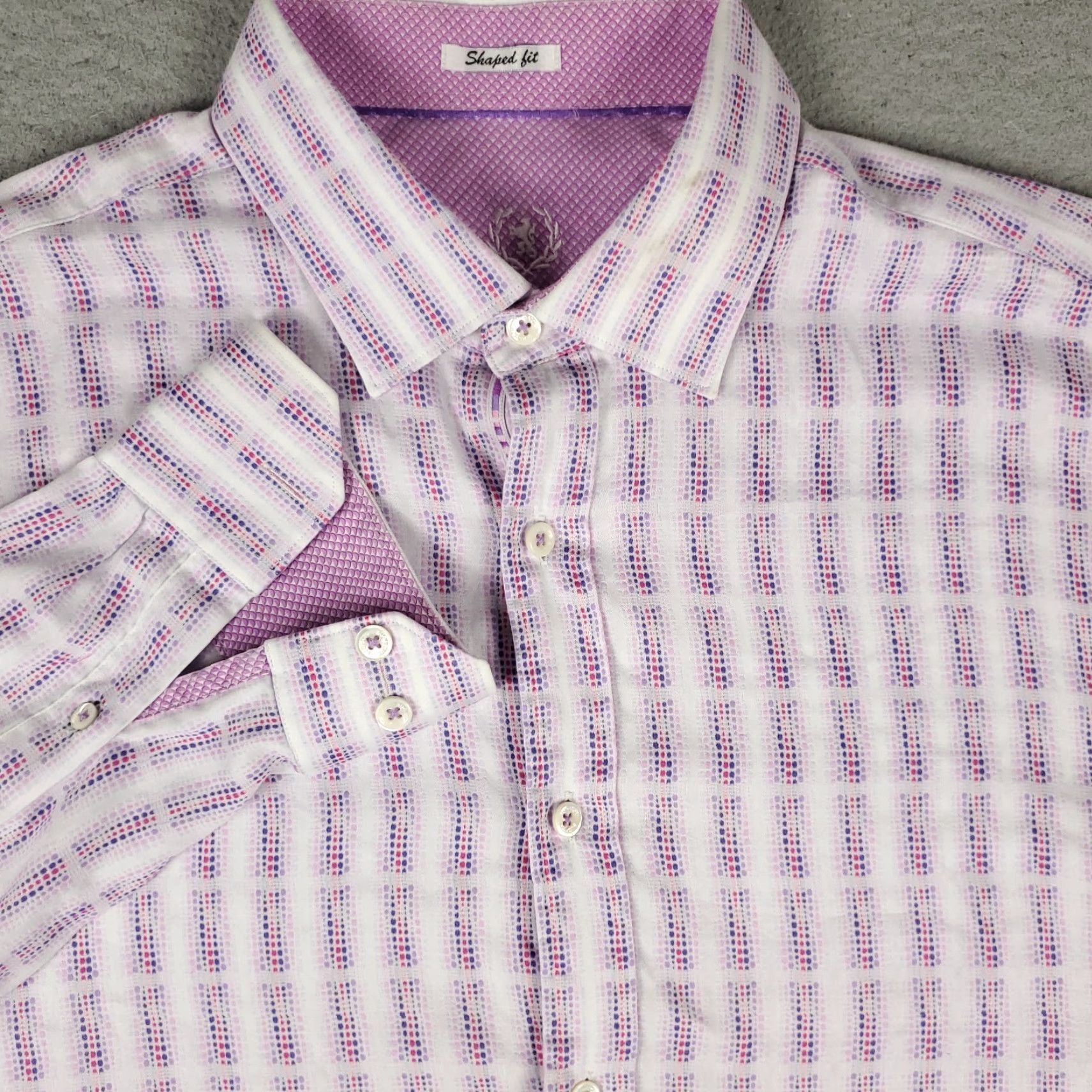 BUGATCHI Bugatchi Uomo Shirt Mens Large Purple Striped Button Up Long Sleeve Size US L / EU 52-54 / 3 - 2 Thumbnail