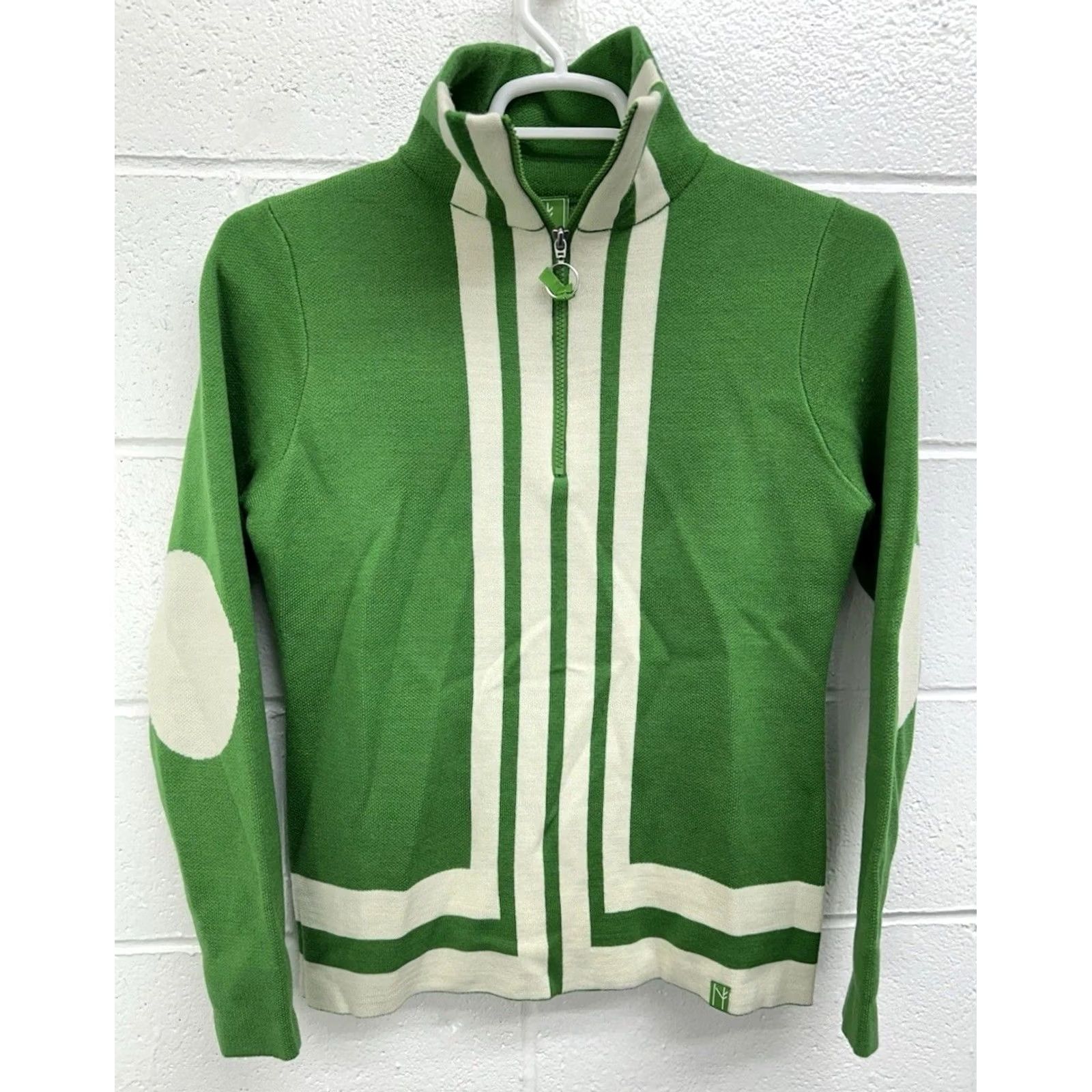 Calvin Klein VINTAGE CK Bradley St. Moritz 1/2 Zip Merino Blend Kelly Green Half Zip Sweater Medium Women Size M / US 6-8 / IT 42-44 - 5 Thumbnail