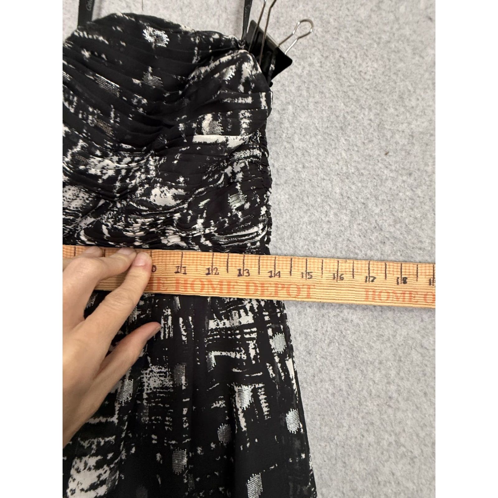 Calvin Klein Calvin Klein Dress Womens 4 Black Geometric Chiffon Strapless Sweetheart Maxi Size S / US 4 / IT 40 - 7 Thumbnail