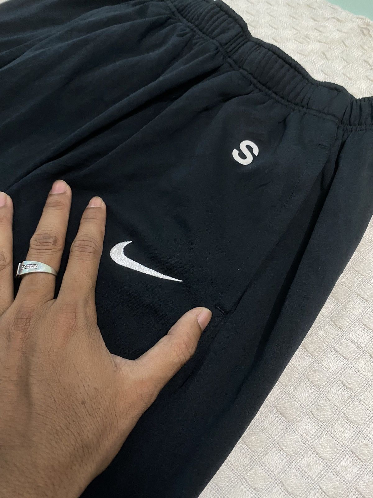 Bodega × Nike 💥 VINTAGE NIKE 90S BAGGY WIDE LEG SWOOSH TRACK PANTS Y2K Size US 36 / EU 52 - 3 Thumbnail