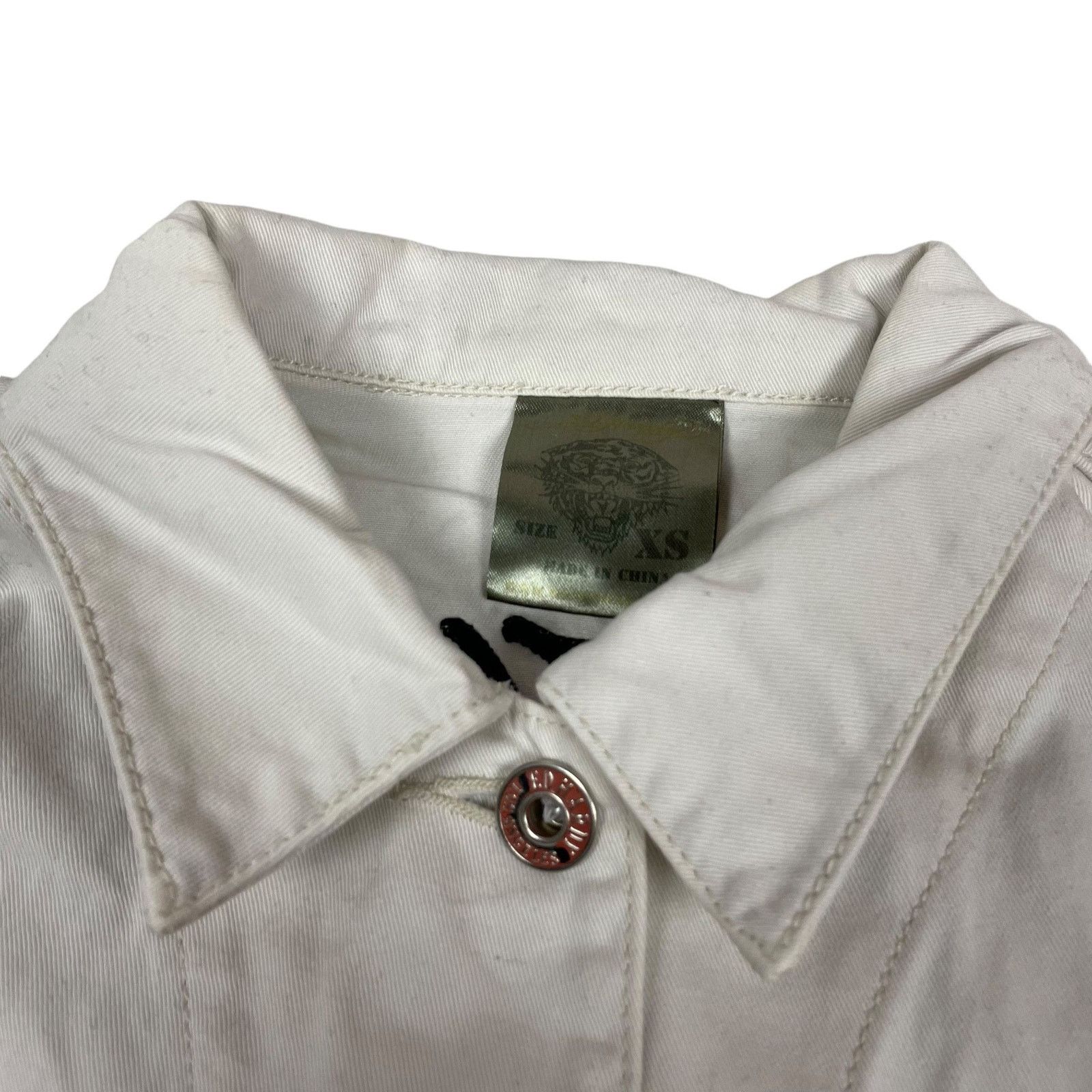 Ed Hardy Ed Hardy Womens White Cotton Bulldog Knife Trucker Jacket XS Size XS / US 0-2 / IT 36-38 - 7 Thumbnail