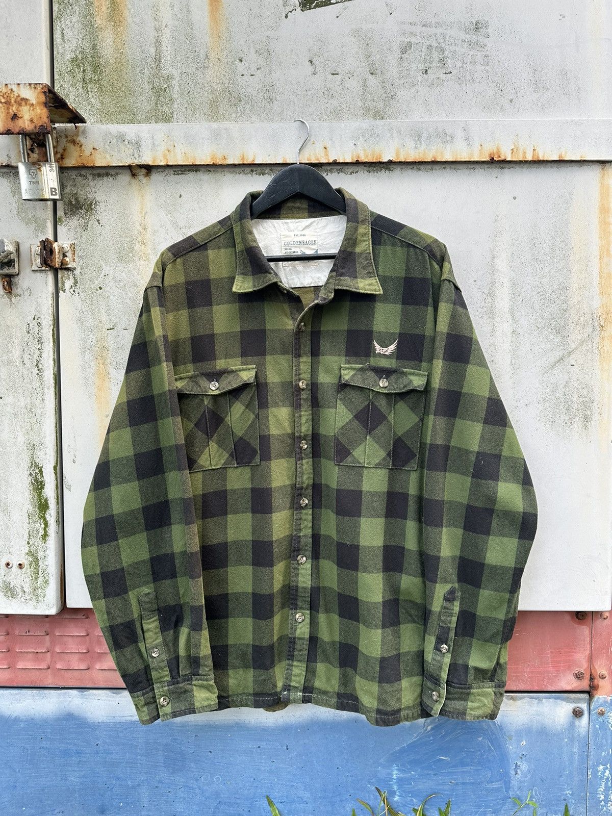 Vintage Faded Golden Eagle Oversized Long Sleeves Flannels