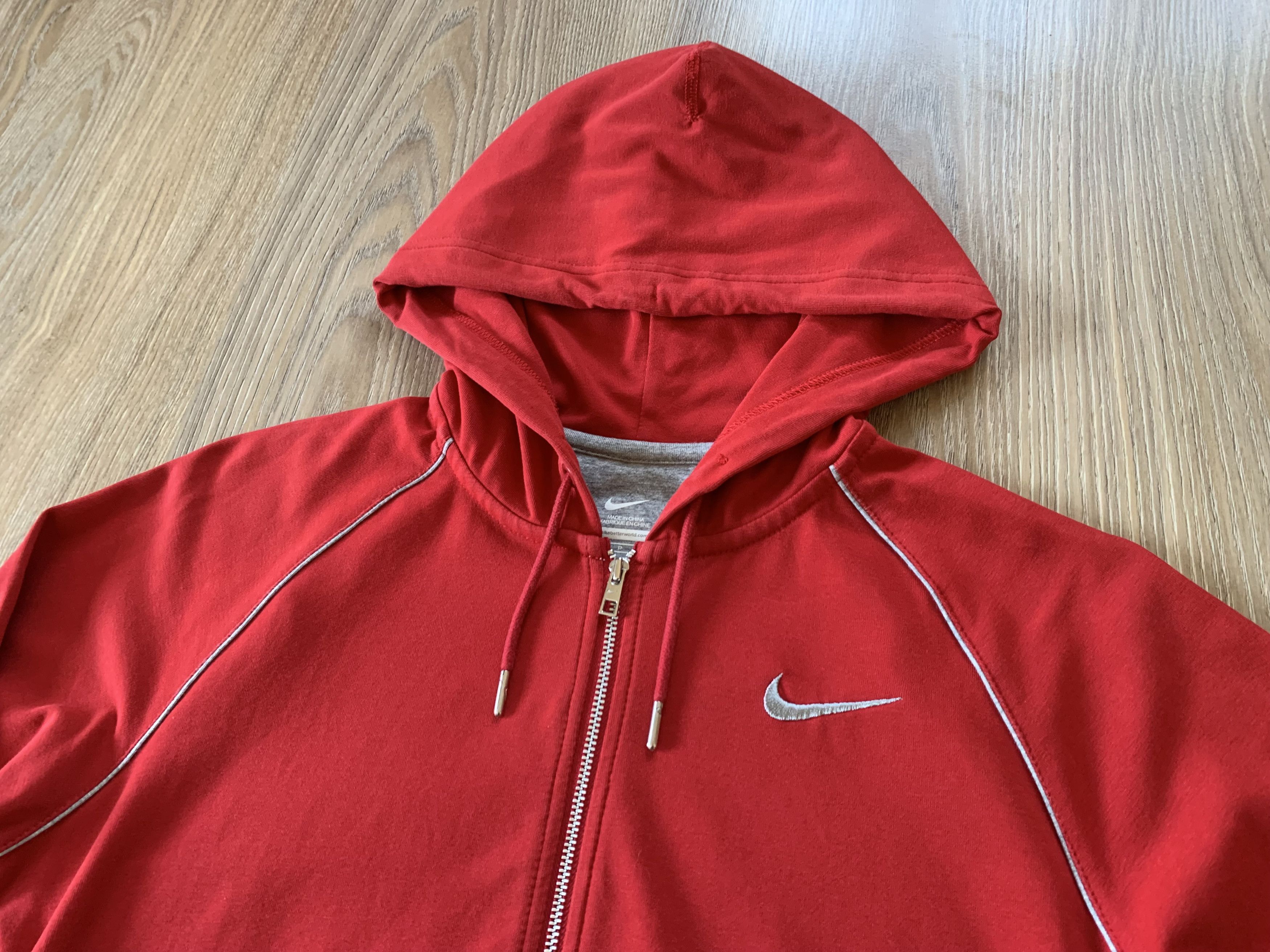 Nike × Vintage Nike Womens Cotton Red Zip Hoodie Size S / US 4 / IT 40 - 4 Thumbnail