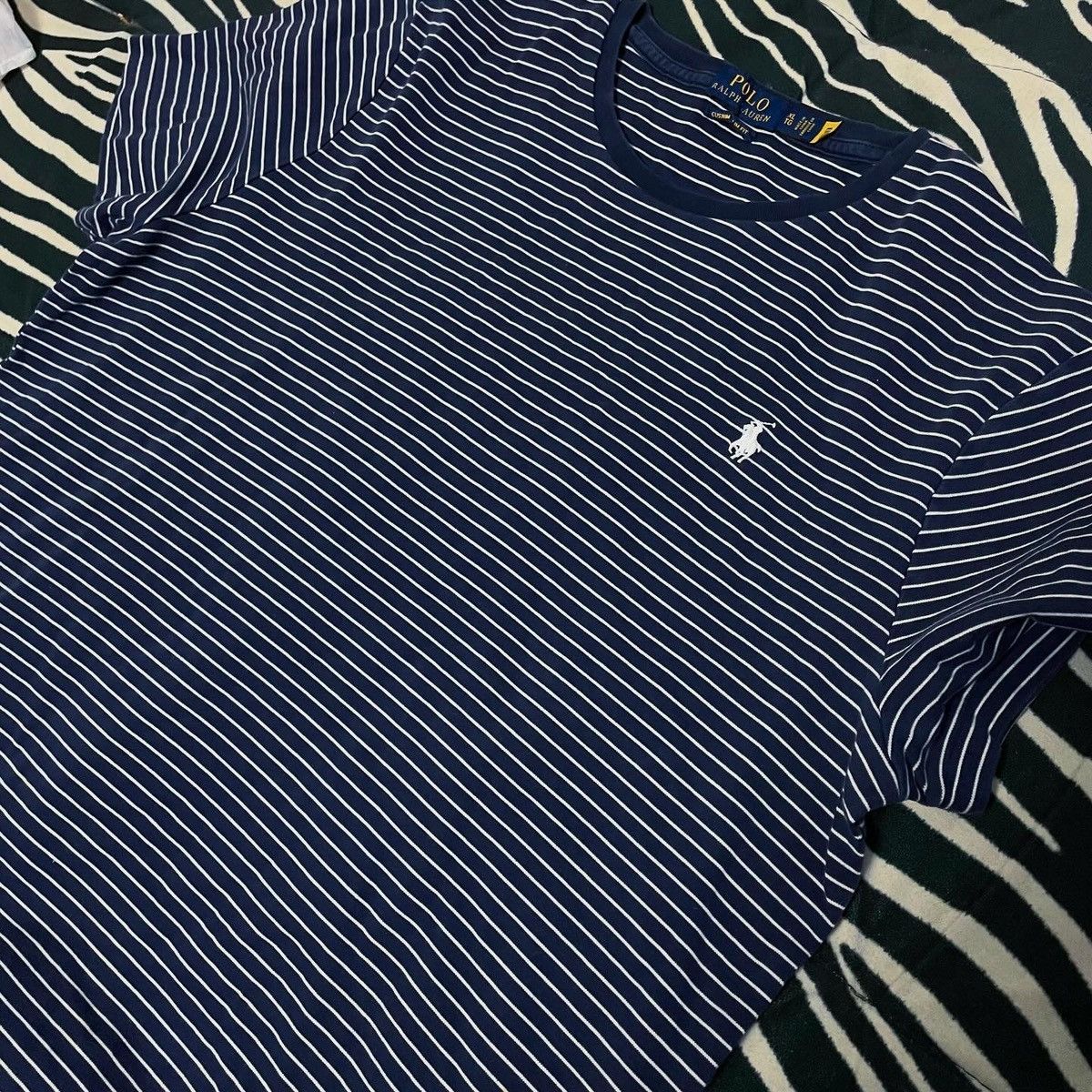 Designer × Polo Ralph Lauren Vintage Navy White Boxy Striped T-Shirt Polo Ralph Lauren Size US XL / EU 56 / 4 - 4 Thumbnail