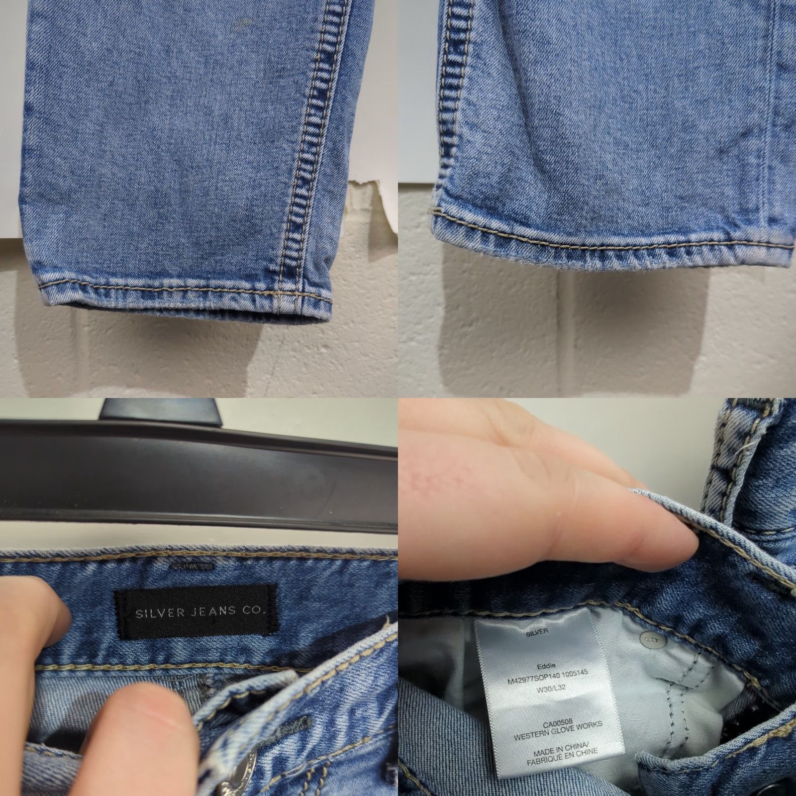 Silver Jeans Co. Silver Jeans Eddie Relaxed Straight Leg Mens 30x32 Distressed Medium Wash Jeans Size US 31 - 8 Thumbnail