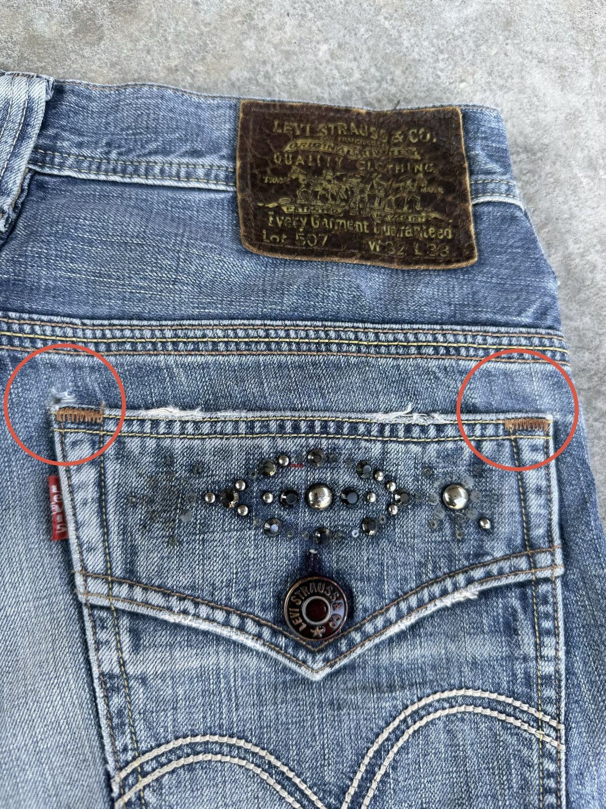 If Six Was Nine Y2k Levis Flared Jeans Bootcut 507 Distressed Jeans Size US 32 / EU 48 - 22 Thumbnail