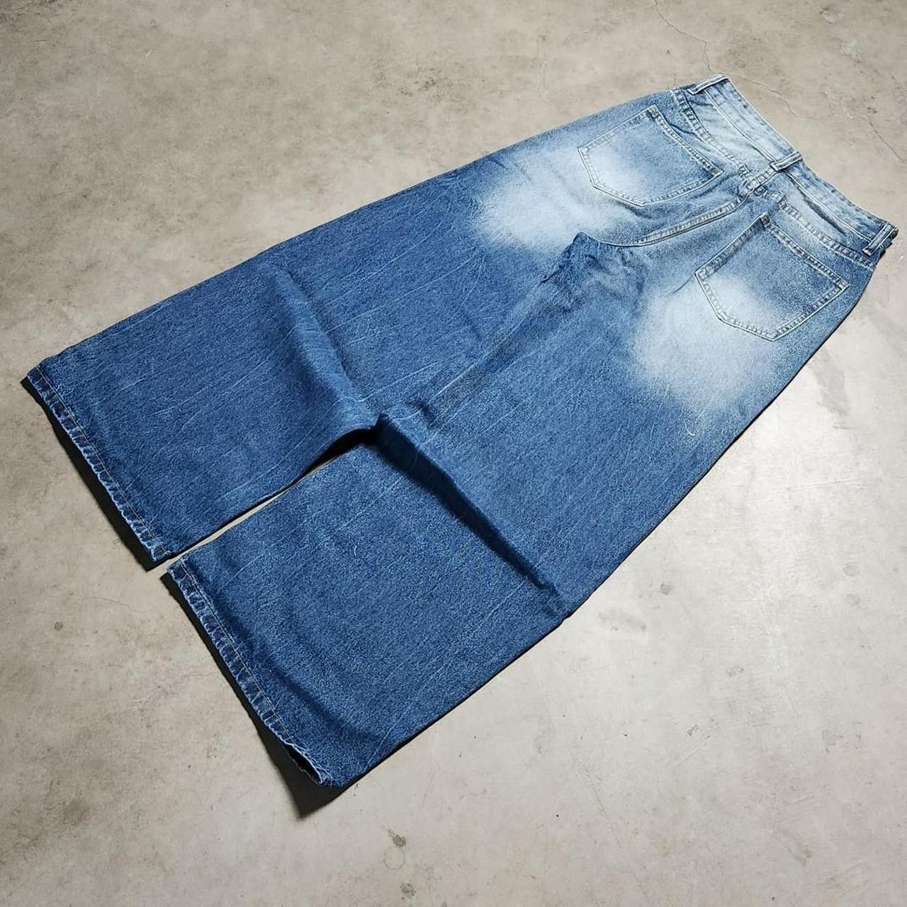 Japanese Brand Baggy blue faded jeans wide leg loose fit distressed denim Size US 32 / EU 48 - 6 Thumbnail