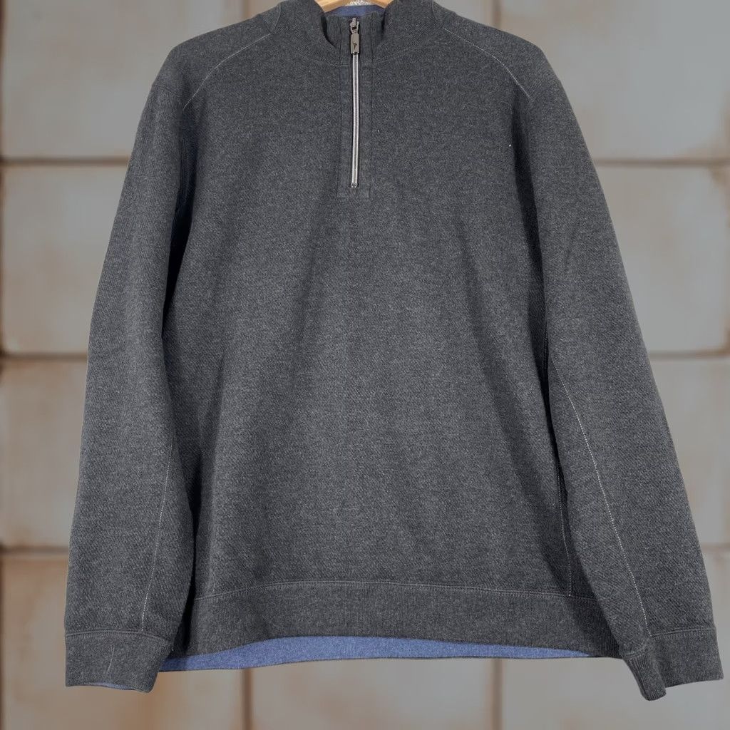 Tommy Bahama Tommy Bahama Mens Medium Gray Blue Cotton Reversible Quarter Zip Pullover Sweater Size US M / EU 48-50 / 2 - 1 Thumbnail