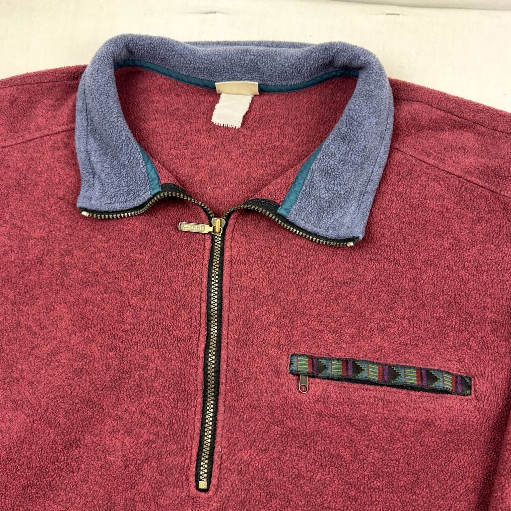 Vintage VINTAGE L.L. Bean Jacket Quarter Zip Fleece Red XL Men Outdoor Nature 90s Collared Zip Size US XL / EU 56 / 4 - 4 Thumbnail