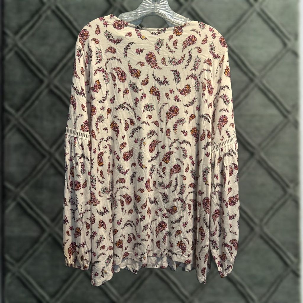 Old Navy Shirt Womens Blouse L/s Floral Knit Rayon Multicolor 2Xl NWT Regular Vintage No