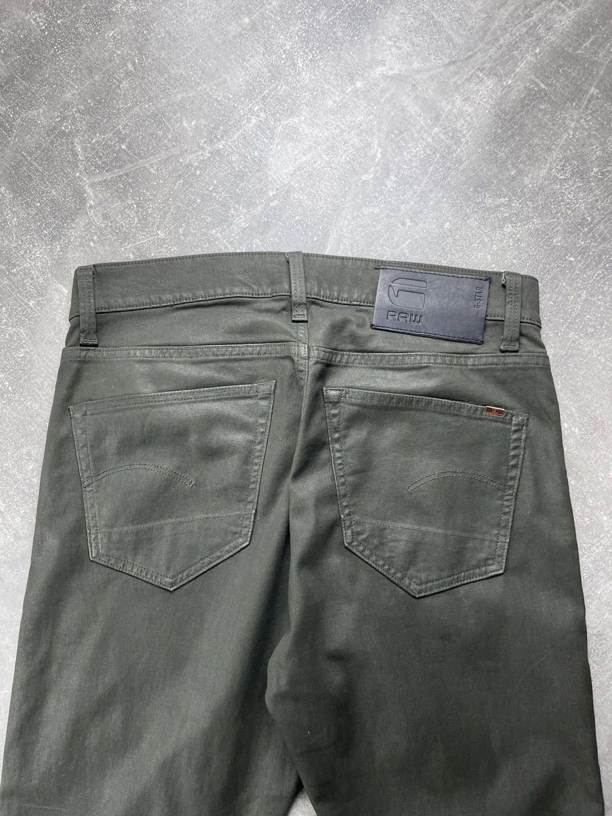 G-Star G-Star RAW 3301 Wax Biker Slim Jeans 2000s Dark Olive Green Size US 30 / EU 46 - 3 Thumbnail