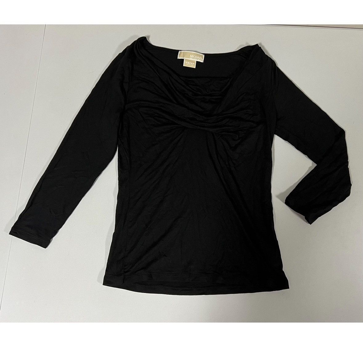 Michael Kors Michael Kors Black Solid Long Sleeve Shirt Top Blouse XS 🖤 Size XS / US 0-2 / IT 36-38 - 2 Thumbnail