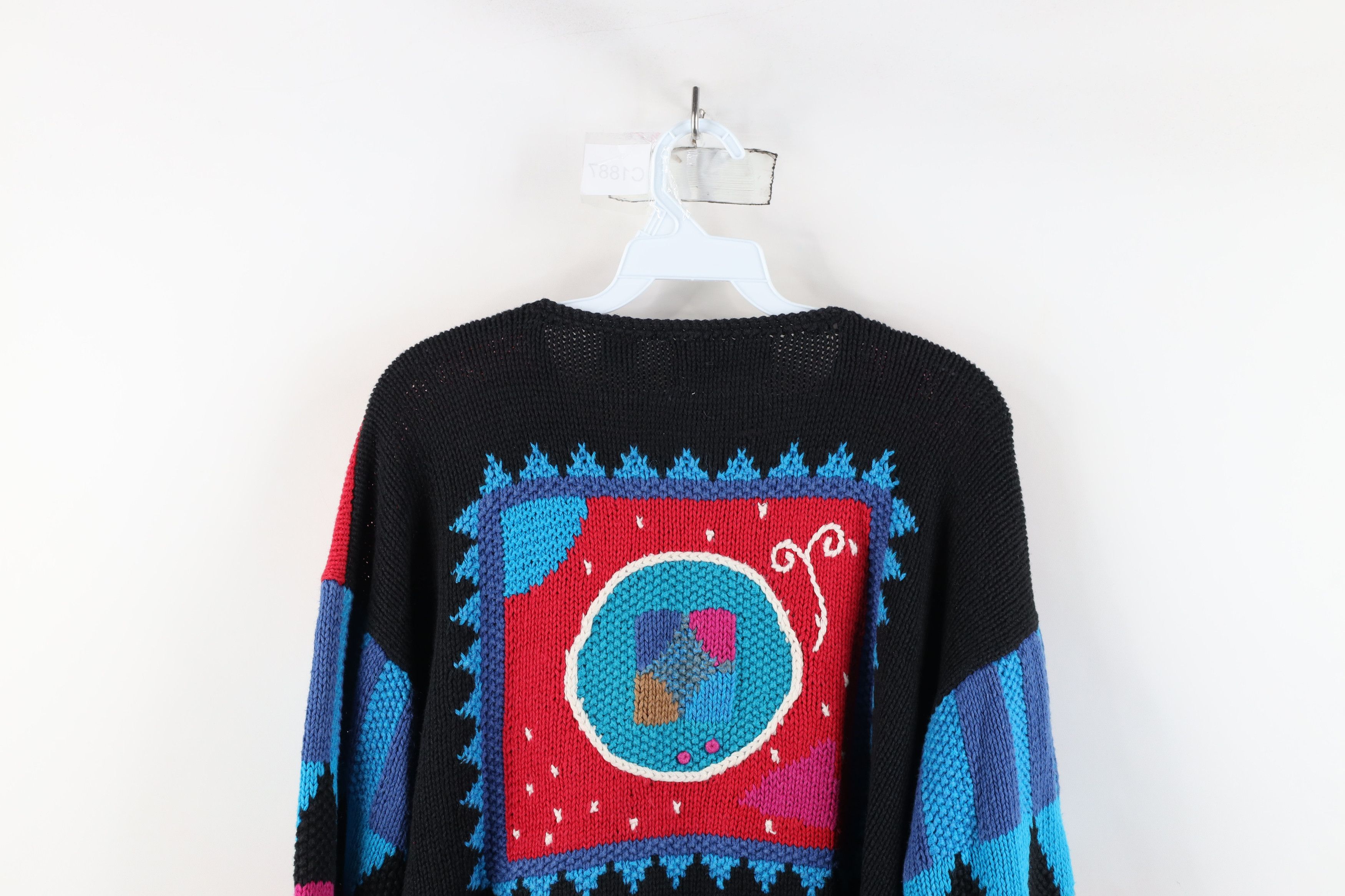 Vintage Vintage 90s Streetwear Animal Hand Knit Cardigan Sweater Size L / US 10 / IT 46 - 13 Thumbnail