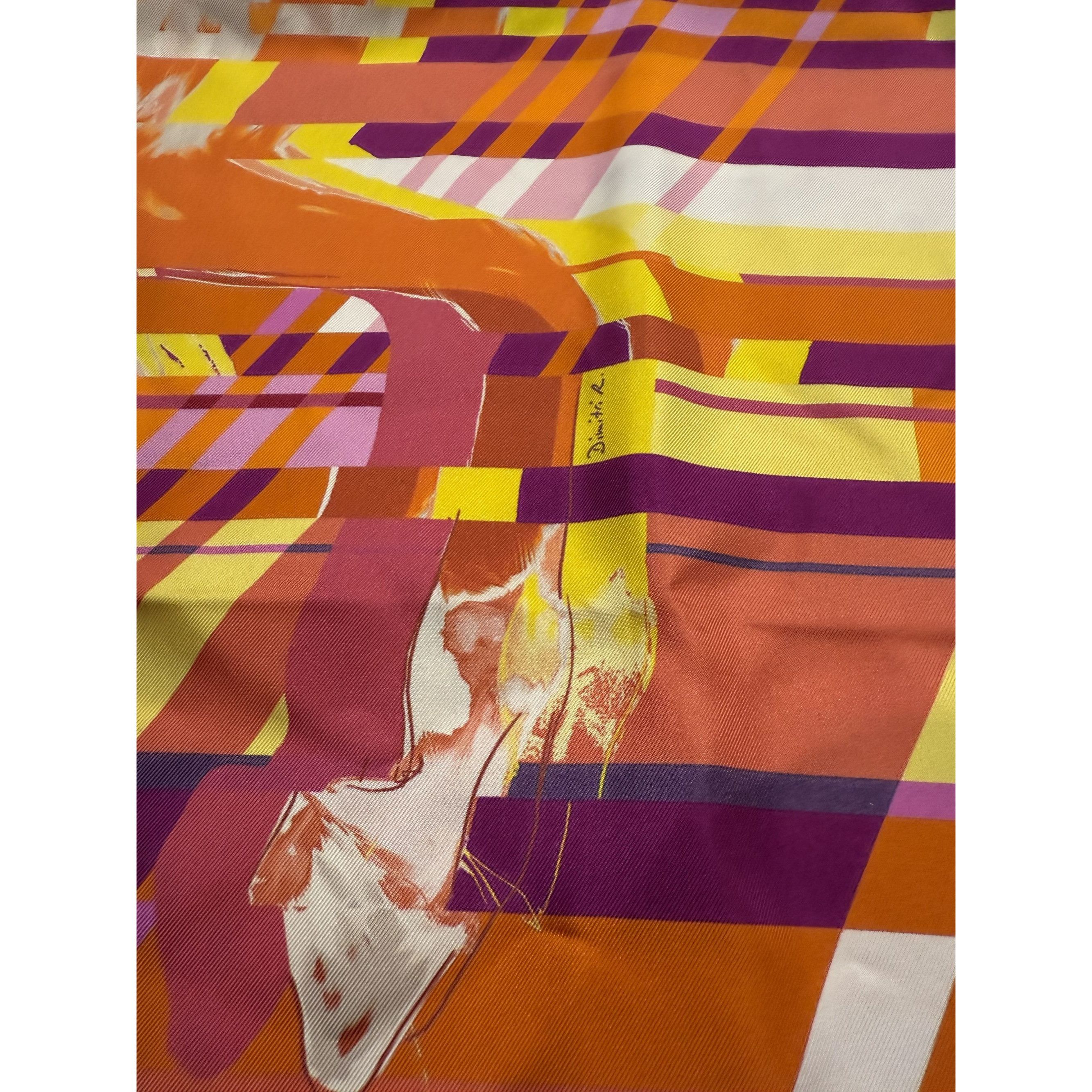 Hermes Hermès Paris Multicolor Silk Twill Scarf With Abstract Desig Size ONE SIZE - 5 Thumbnail