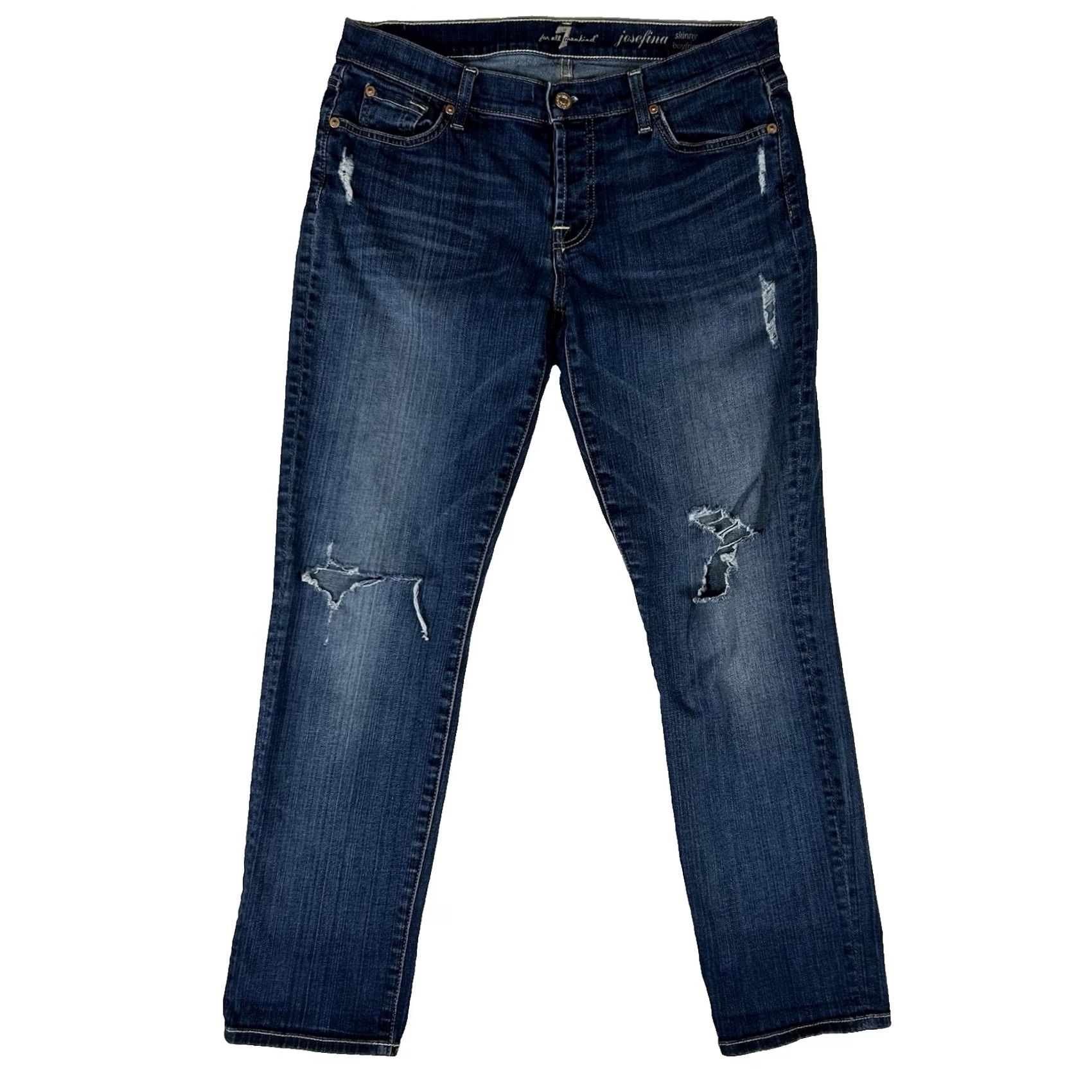 7 For All Mankind 7 For All Mankind Josefina Jeans Women Skinny 29 Blue Denim 5-Pocket Stretch Regular Inseam 28 Modern Vintage No Size 29" - 2 Thumbnail