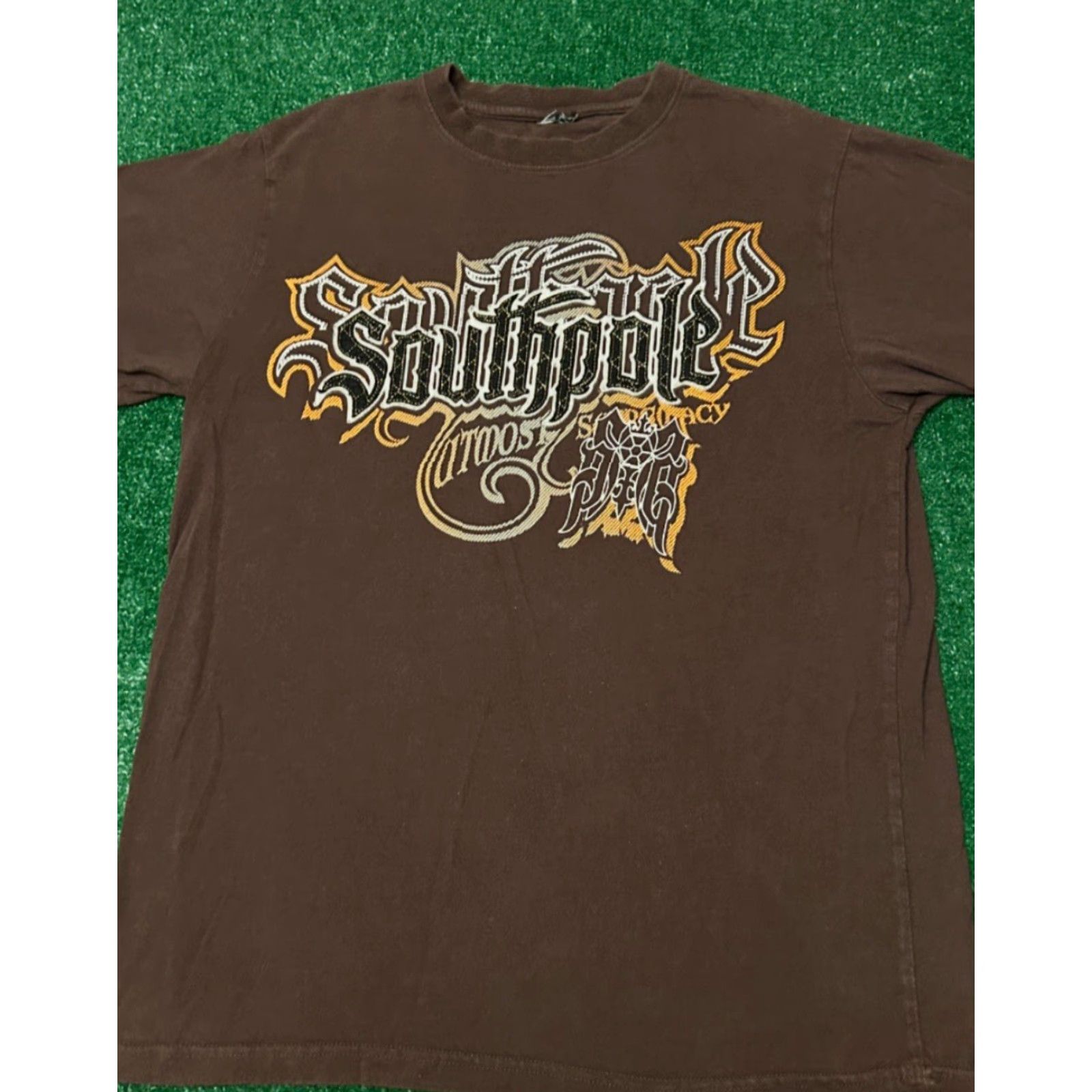 Southpole VINTAGE Southpole T-Shirt MMA Hip Hop Grunge Y2K 90s Classic Logo Brown Sz L Mens Size US L / EU 52-54 / 3 - 3 Thumbnail