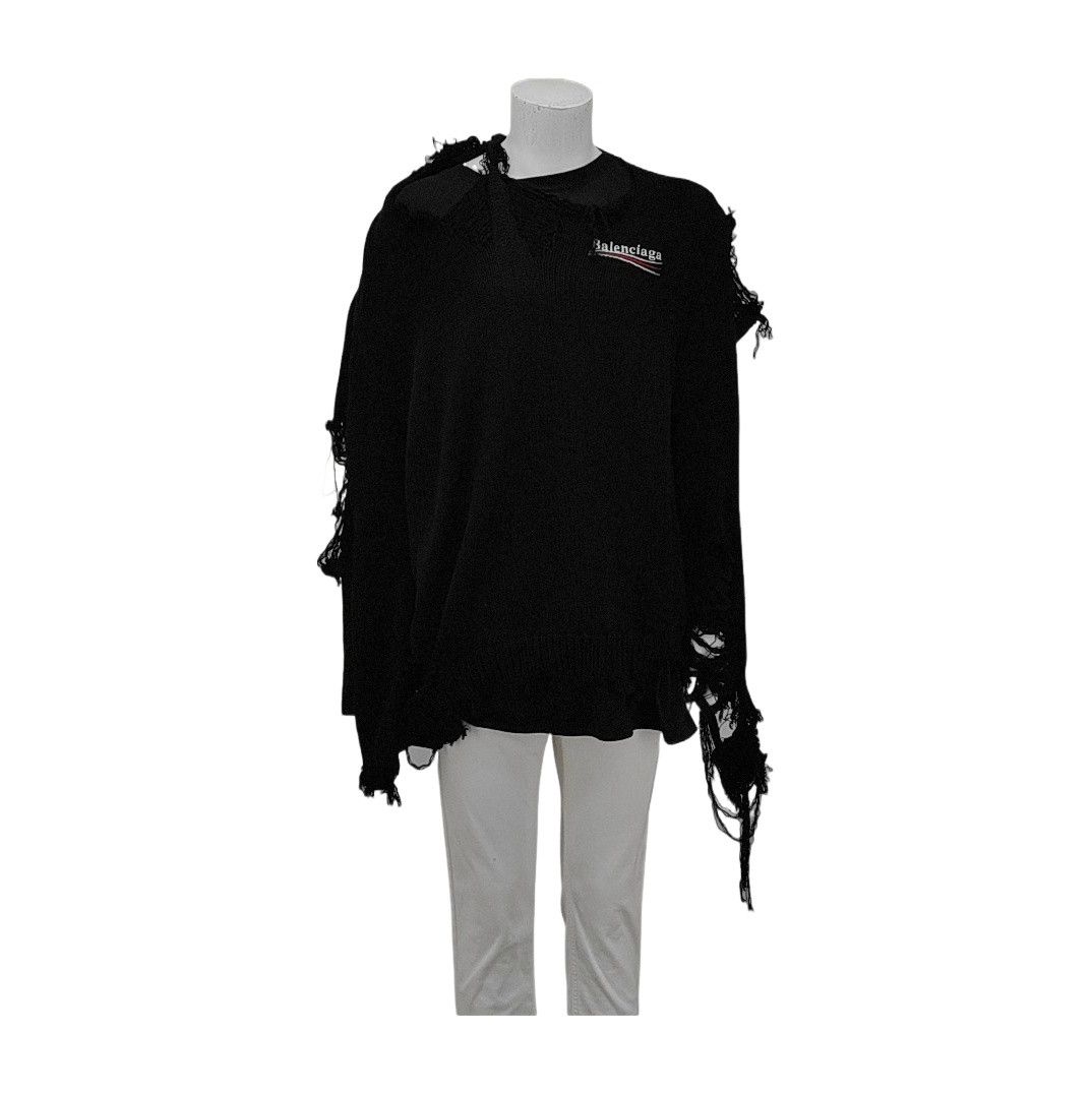 Balenciaga Balenciaga Distressed Campaign Logo Hoodie Size S Size US S / EU 44-46 / 1 - 1 Thumbnail