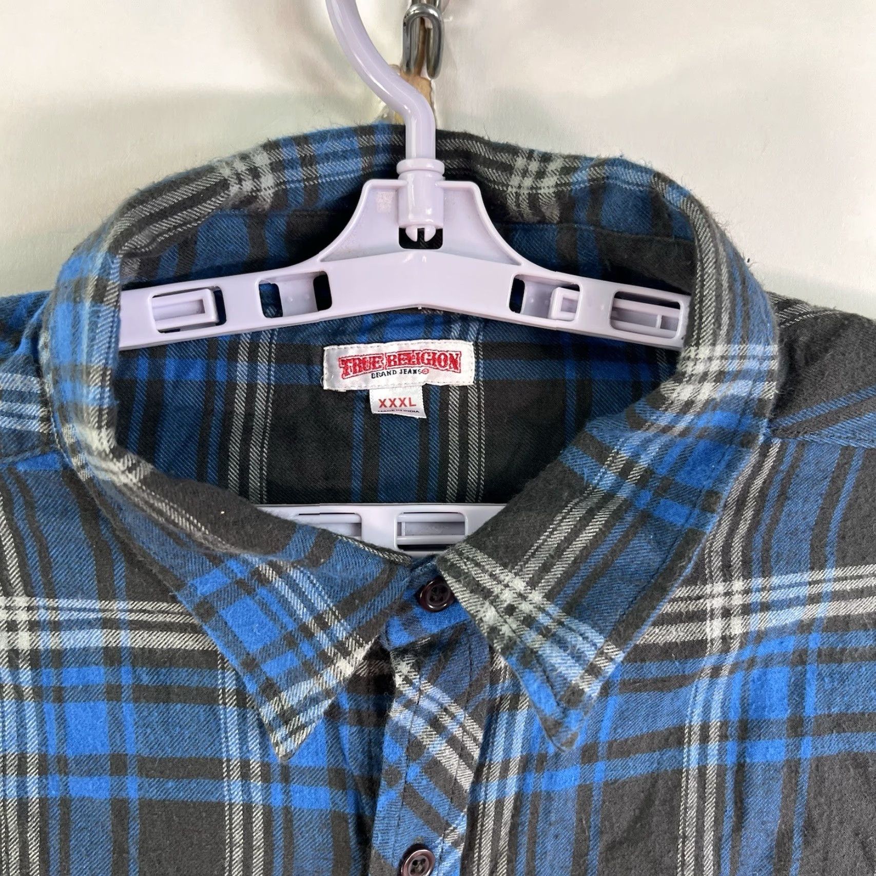 True Religion True Religion Plaid Flannel Button-Up Shirt Mens 3XL Blue Cowboy Western Size US XXL / EU 58 / 5 - 4 Thumbnail