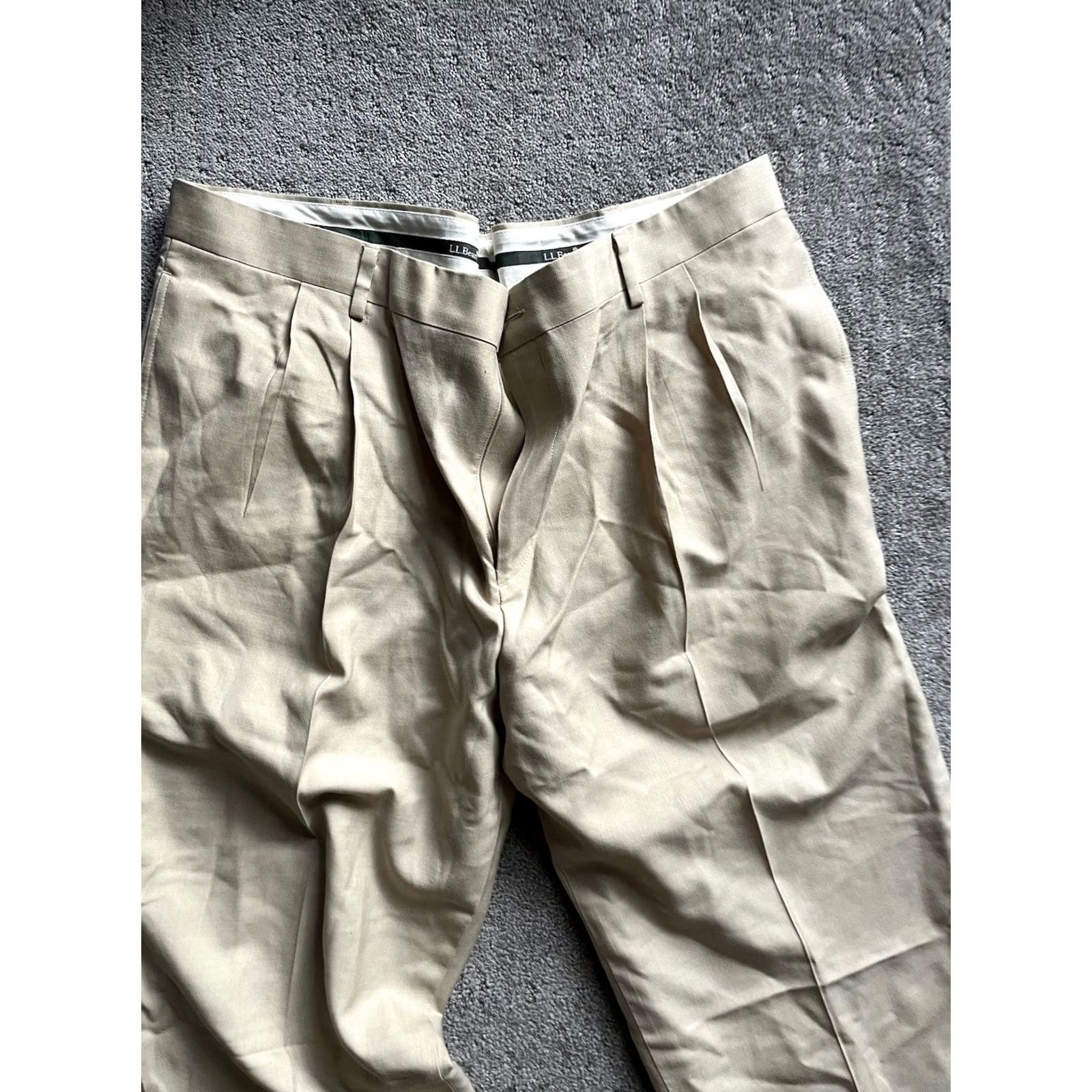 Vintage L.L. Bean Mens Size 40 Wool Pants Beige Flat Front Washable Size US 40 / EU 56 - 2 Thumbnail