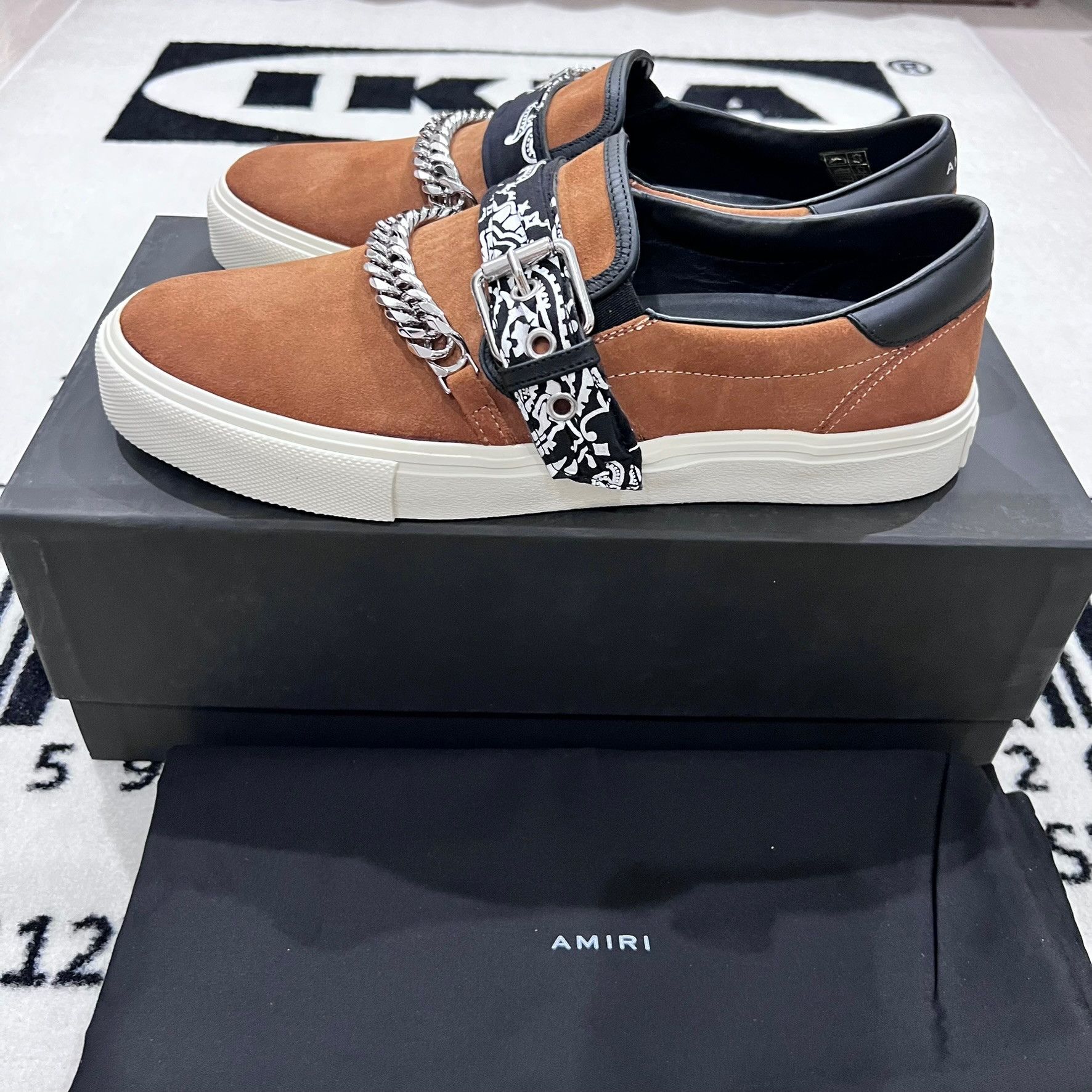 Amiri Amiri Bandana Buckle Chain Cognac Suede Leather Slip On Size US 9 / EU 42 - 3 Thumbnail