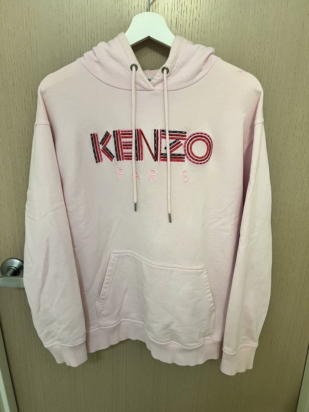 Kenzo Kenzo Paris Light Pink Embroidered Logo Hoodie – S Size S / US 4 / IT 40 - 1 Thumbnail