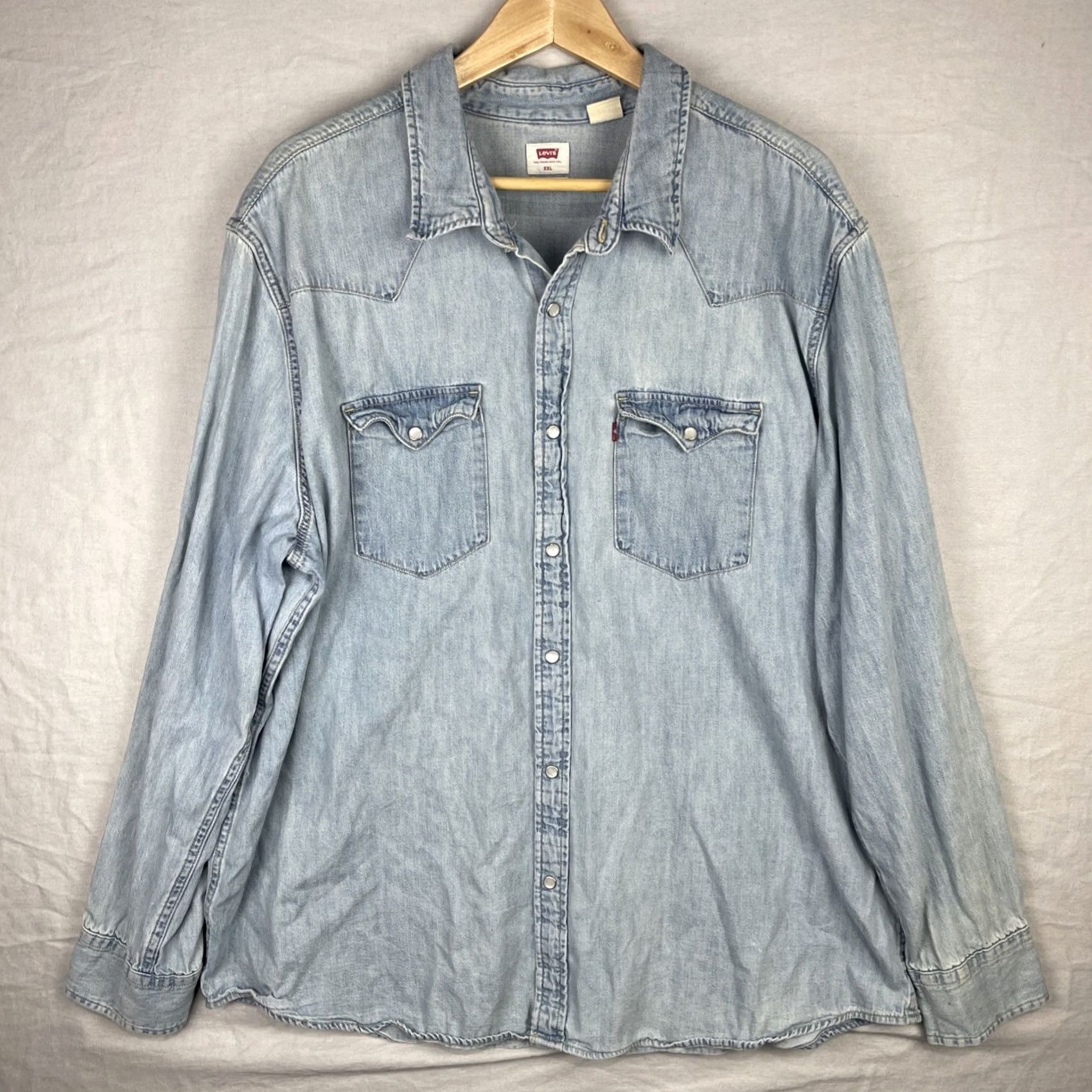 Levi's Levi's Pearl Snap Denim Shirt 2XL Blue Western Long Sleeve Button-Up Size US XXL / EU 58 / 5 - 2 Thumbnail