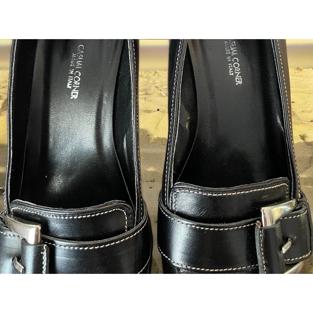 Unknown London Black Pumps Heels Buckle Shoes Size 6.5 Casual Corner Size US 6.5 / IT 36.5 - 4 Thumbnail