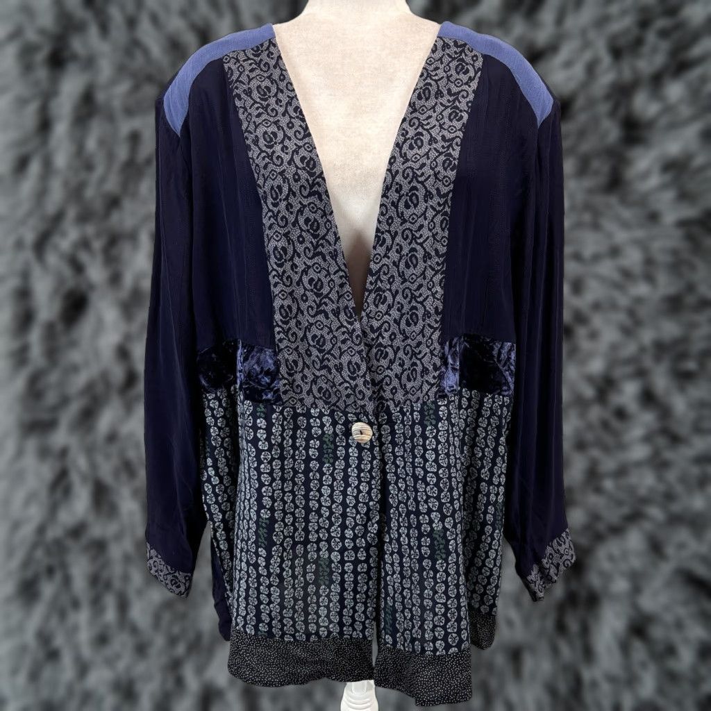 Vintage Vtg Melrose Woman Tunic Blazer Jacket Sz 22 Plus Women’s Mixed Media One Button Size 3XL / US 20-22 - 1 Thumbnail