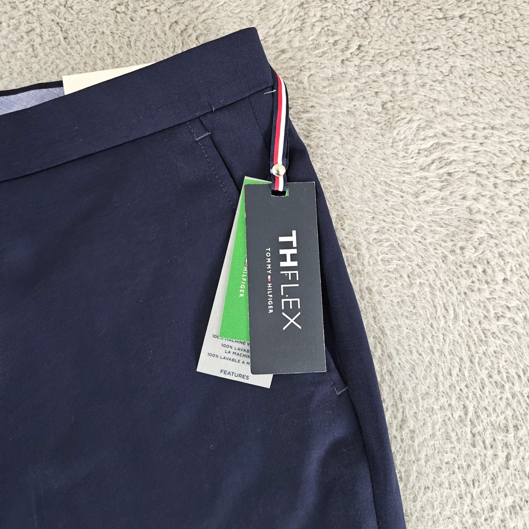 Tommy Hilfiger Tommy Hilfiger TH Flex Pants Mens 44x27 Navy Ryland Wool Stretch Dress Work Size US 44 / EU 60 - 3 Thumbnail