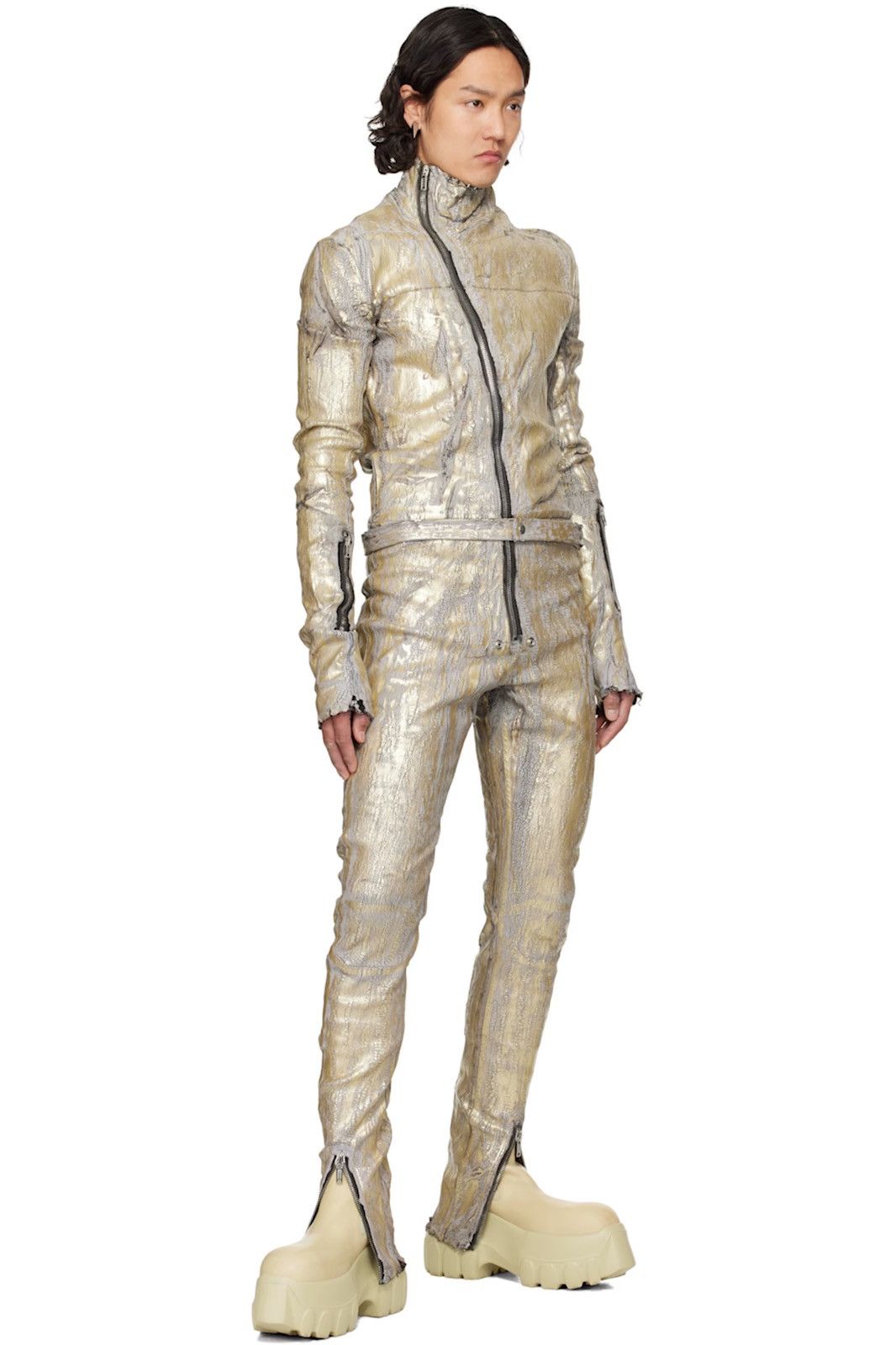 Rick Owens RARE RICK OWENS GOLD GARY JUMPSUIT Size US 32 / EU 48 - 4 Thumbnail